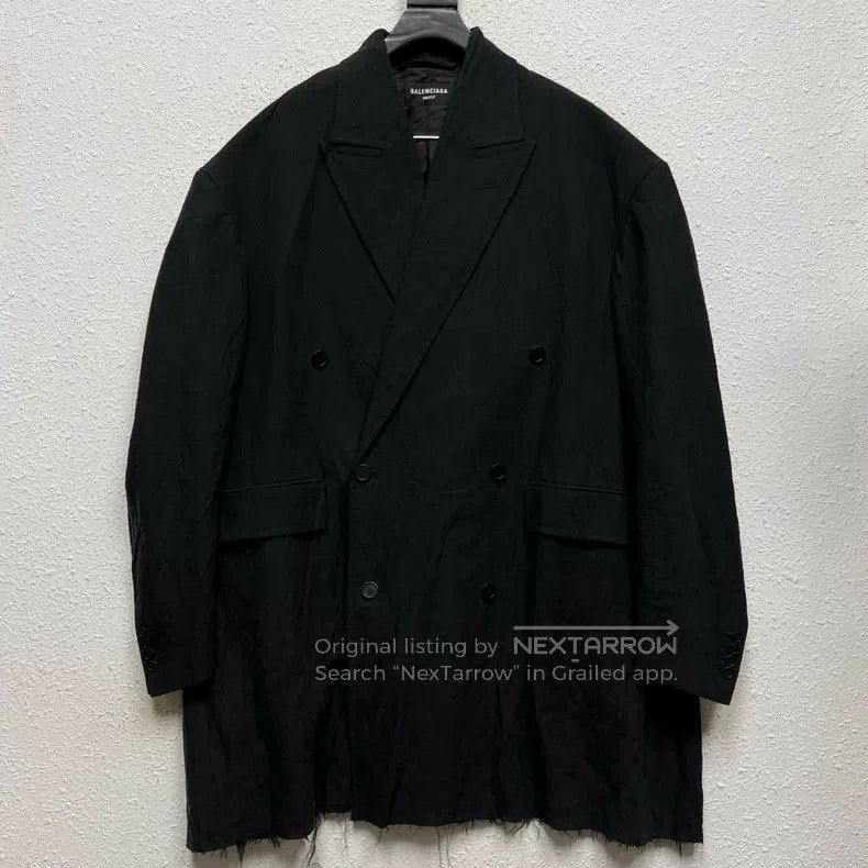 Balenciaga Balenciaga Black Destroyed Suit Double Breasted Jacket Size US M / EU 48-50 / 2 - 1 Thumbnail