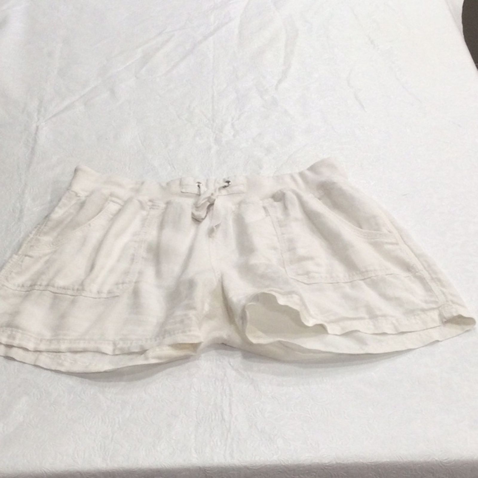 Calvin Klein CK Calvin Klein White Linen Side/Back Pockets Shorts L Size 32" / US 10 / IT 46 - 1 Thumbnail