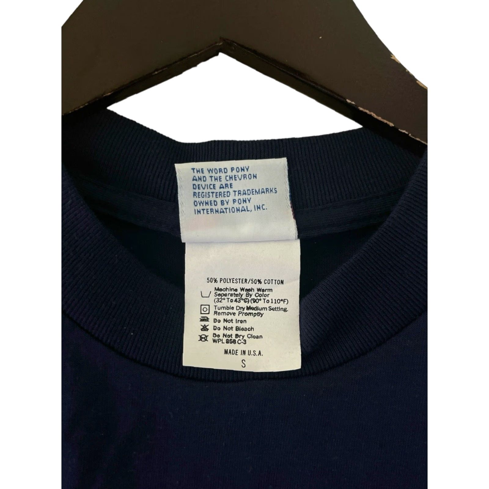 PONY VINTAGE PONY T-Shirt Mens S Navy Blue 90s Deadstock NWT Made in USA Crew Neck Cotton Blend Size US S / EU 44-46 / 1 - 6 Thumbnail