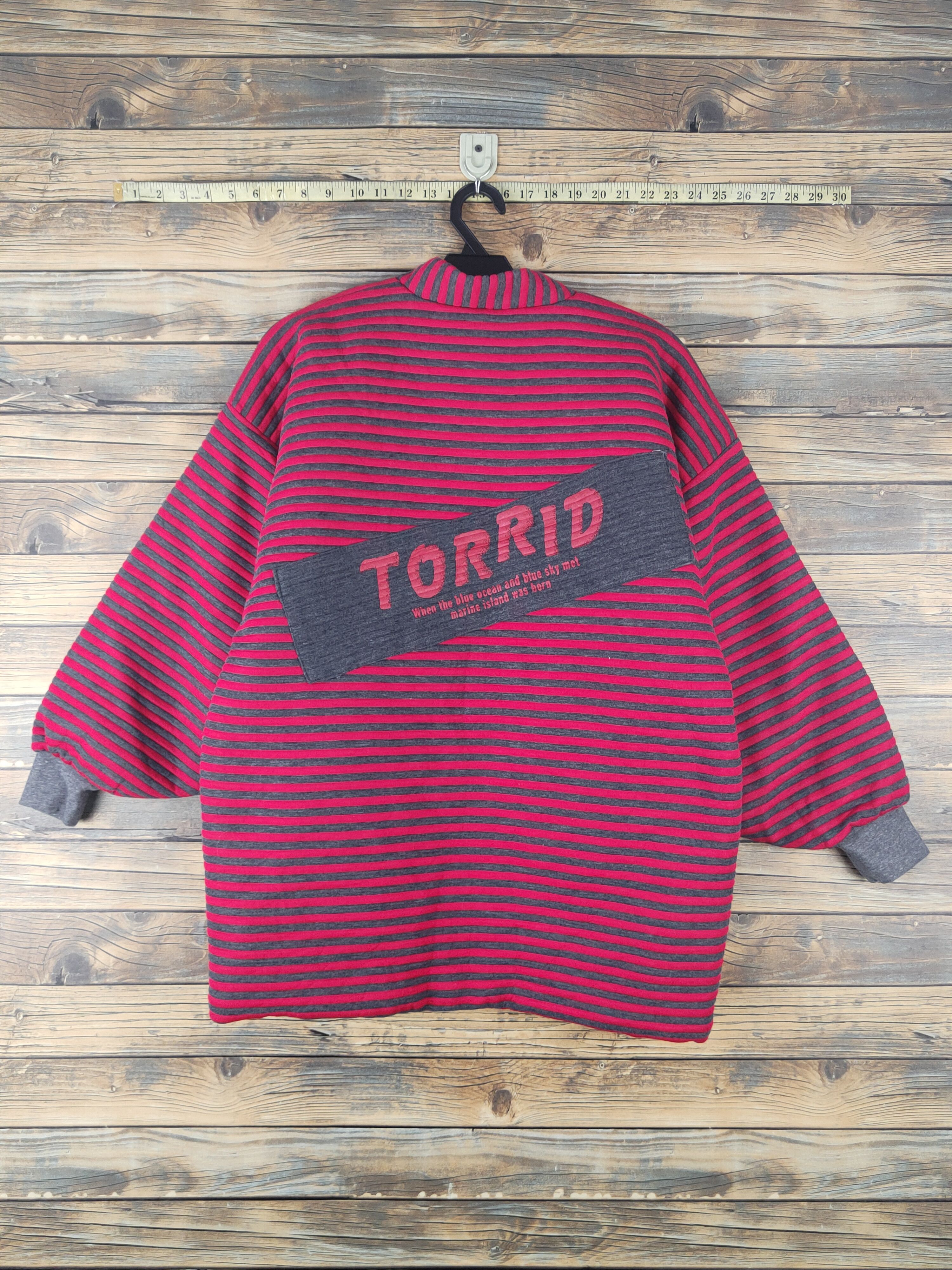 Vintage DL Dofe?? Red Gray Stripe Sweaters Kimono vintage #1675 Size US M / EU 48-50 / 2 - 7 Thumbnail