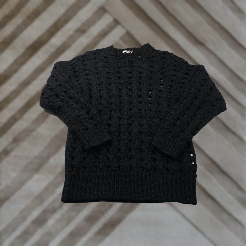 Vintage leetha 100% Cashmere Black Chunky-Knit Crew Neck Sweater Women's Small Size S / US 4 / IT 40 - 1 Thumbnail