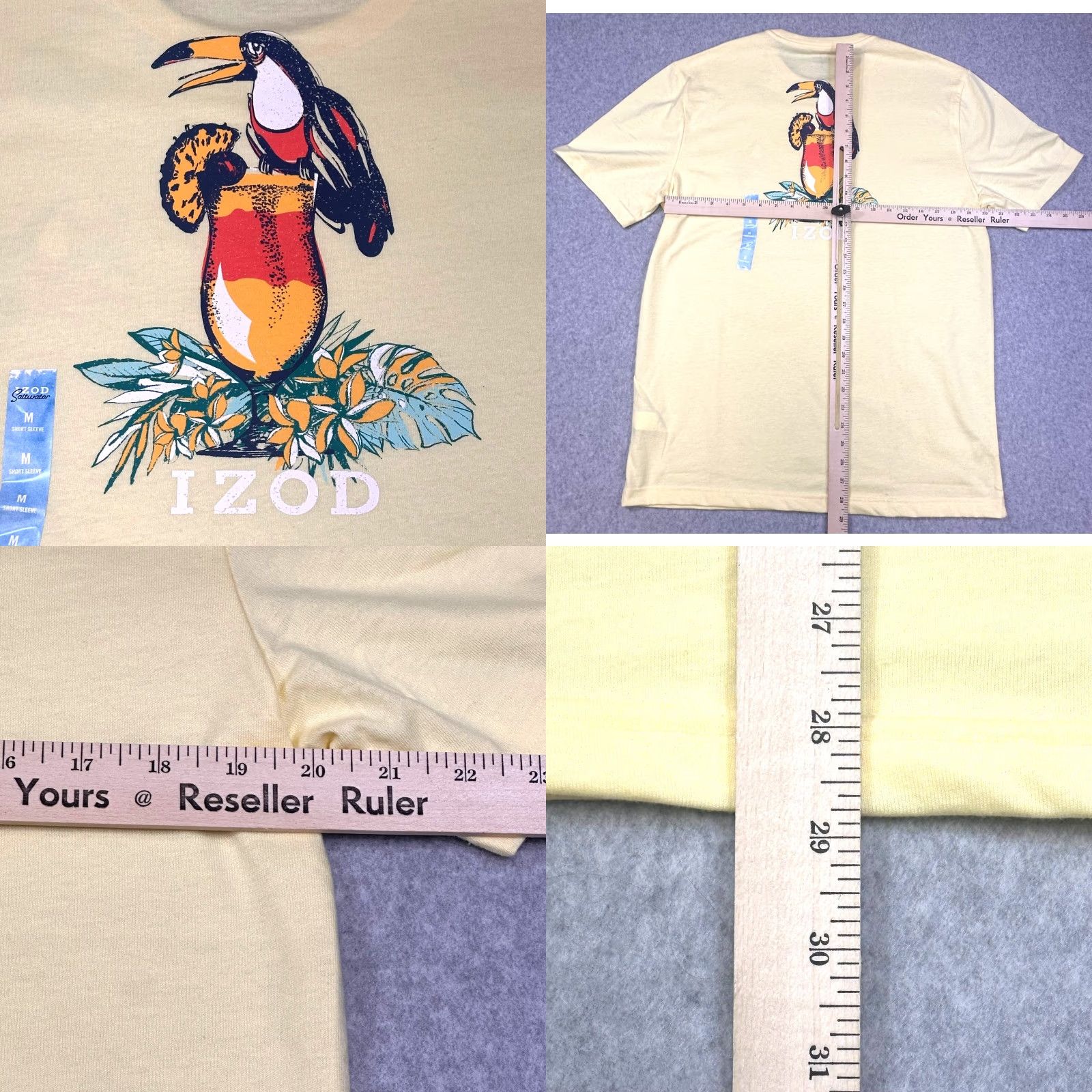 Izod IZOD Saltwater Mens Medium T-Shirt Crew Neck Yellow Toucan Double-Sided NWT Graphic Print 2020-2029 IS From Saltwater Line Size US M / EU 48-50 / 2 - 8 Thumbnail