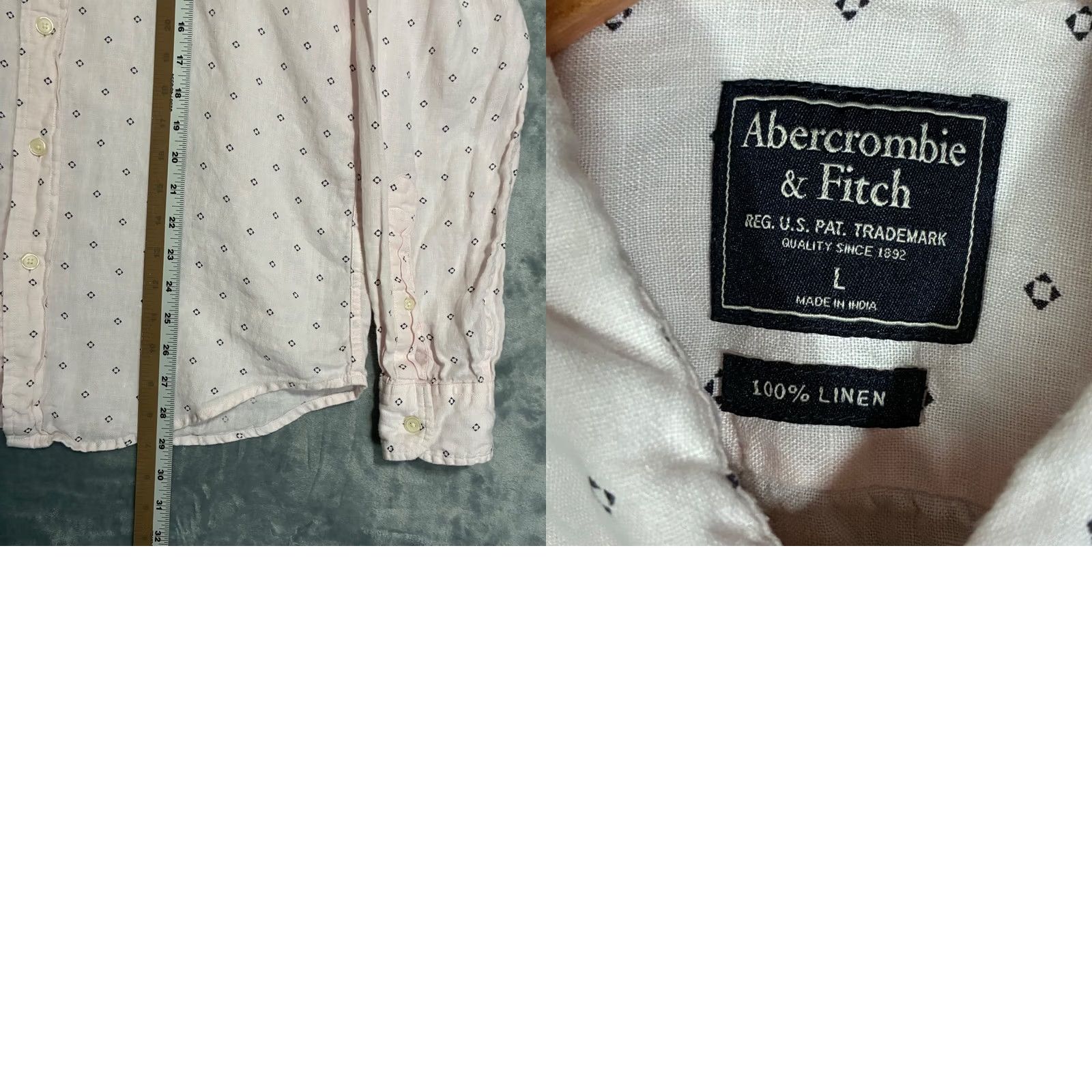 Abercrombie & Fitch Abercrombie & Fitch Linen Geometric Print Button-Down Long Sleeve Shirt Men's L Size US L / EU 52-54 / 3 - 8 Thumbnail