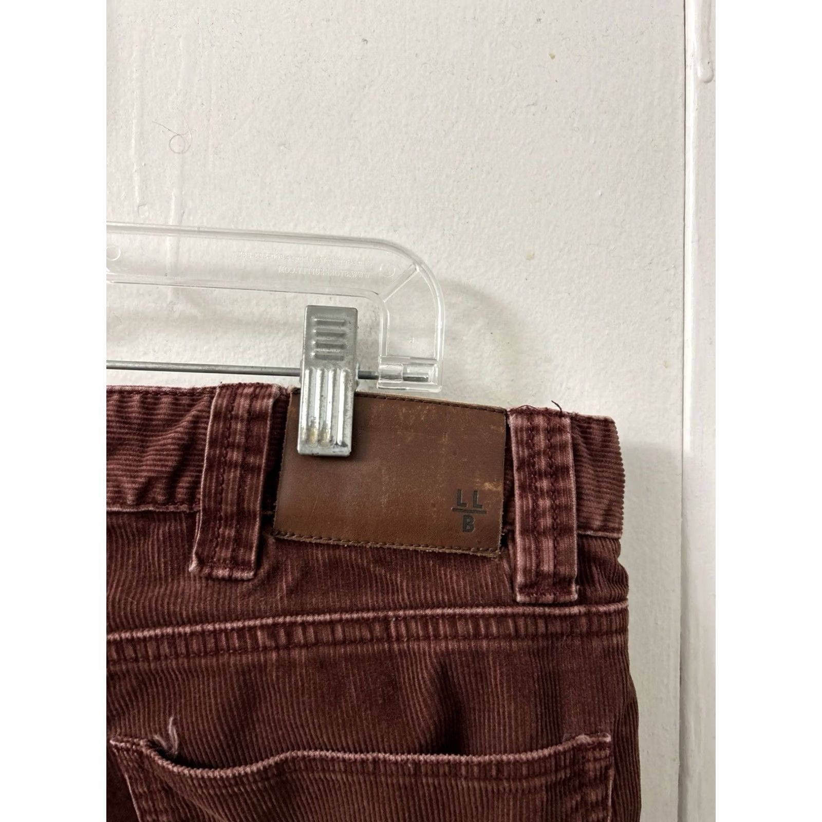 Vintage LL Bean Signature Corduroy Pants Mens 36x30 Burgundy Maroon Slim Straight 301738 Size US 36 / EU 52 - 5 Thumbnail