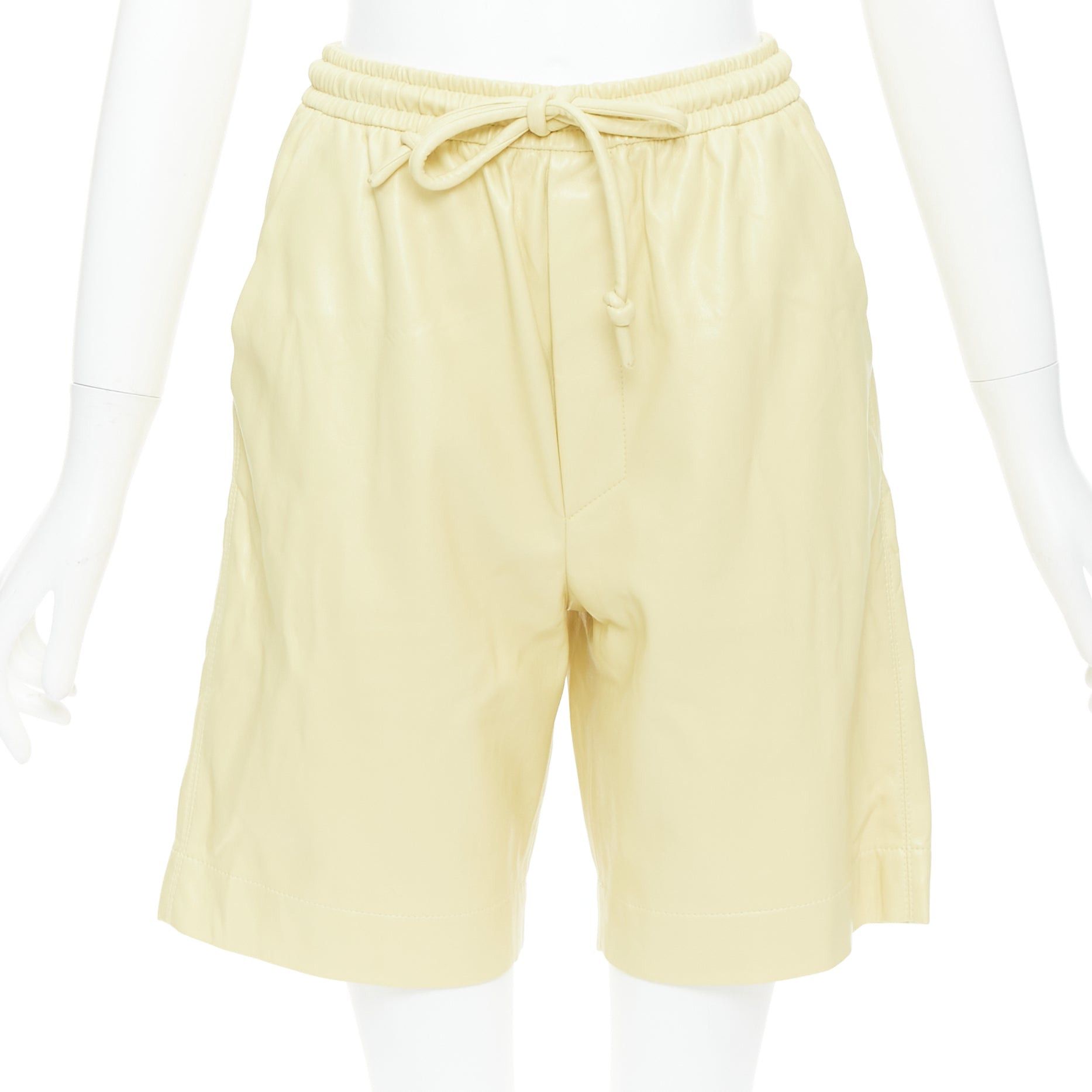 Nanushka NANUSHKA Munira Okobor butter yellow vegan leather drawstring bermuda shorts XS Size 26" / US 2 / IT 38 - 1 Thumbnail