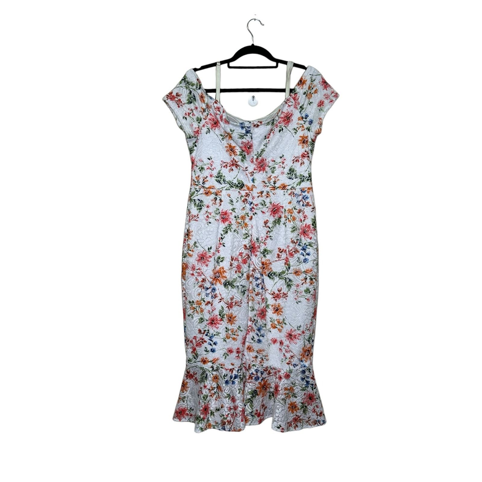 Guess Guess White Red Floral Off-The-Shoulder Midi Dress size 14 Size XL / US 12-14 / IT 48-50 - 13 Thumbnail