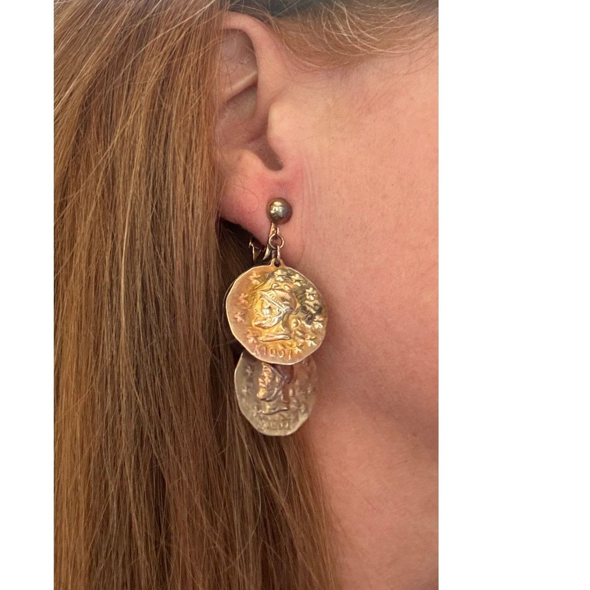 Vintage Vintage Dangling Coin X1007 Clip on Earrings Size ONE SIZE - 2 Thumbnail