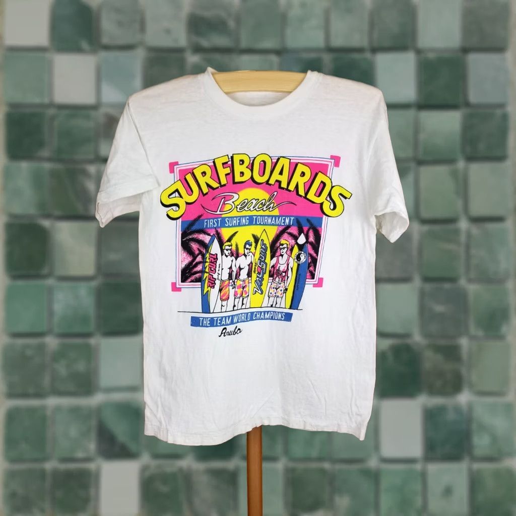 Vintage VINTAGE SURFBOARDS BEACH SURF CHAMPIONSHIP SINGLE STITCH T-SHIRT SZ SMALL 80's Size US S / EU 44-46 / 1 - 1 Thumbnail
