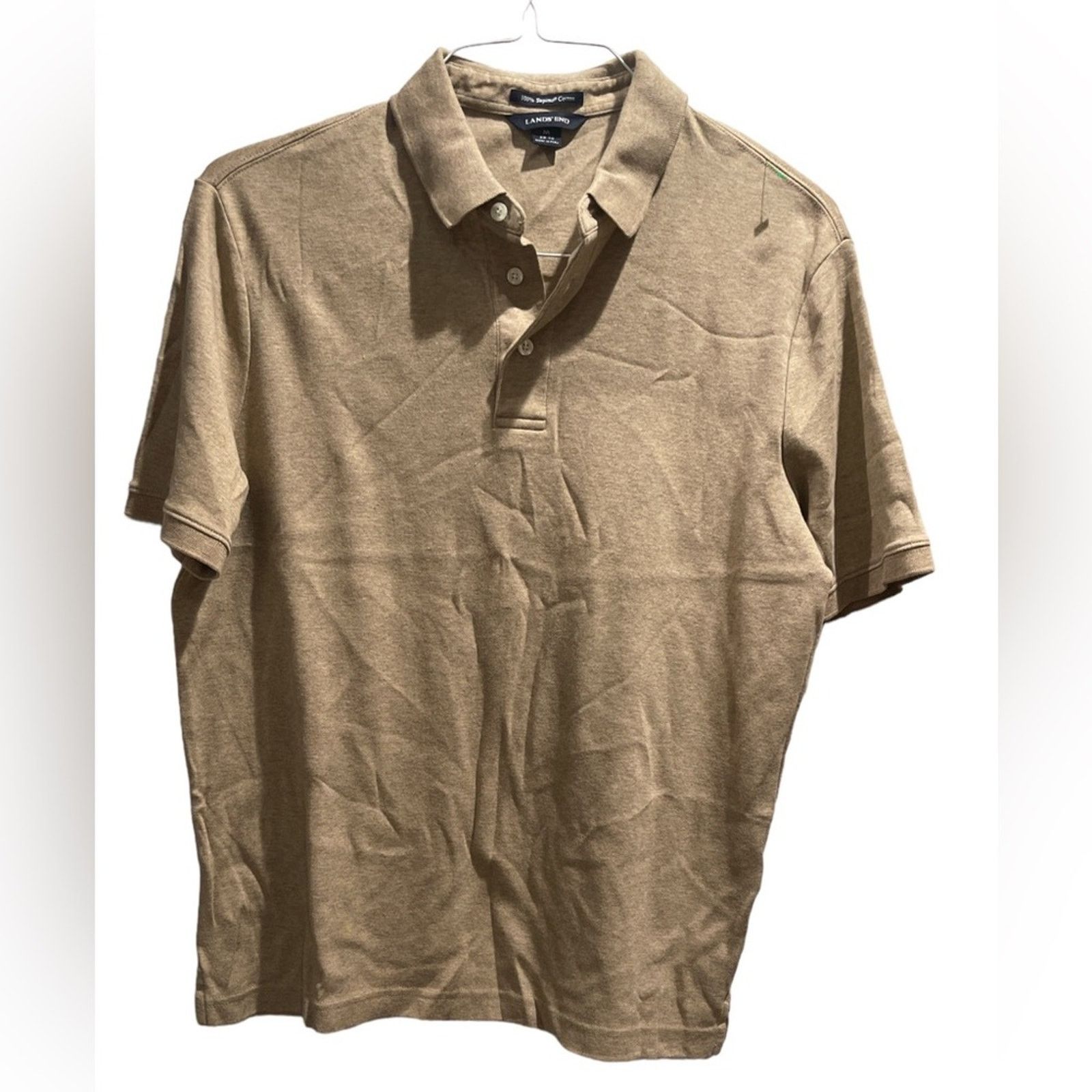 Lands' End LANDS' END Khaki Heather Cotton Polo Sz M Size US M / EU 48-50 / 2 - 4 Thumbnail