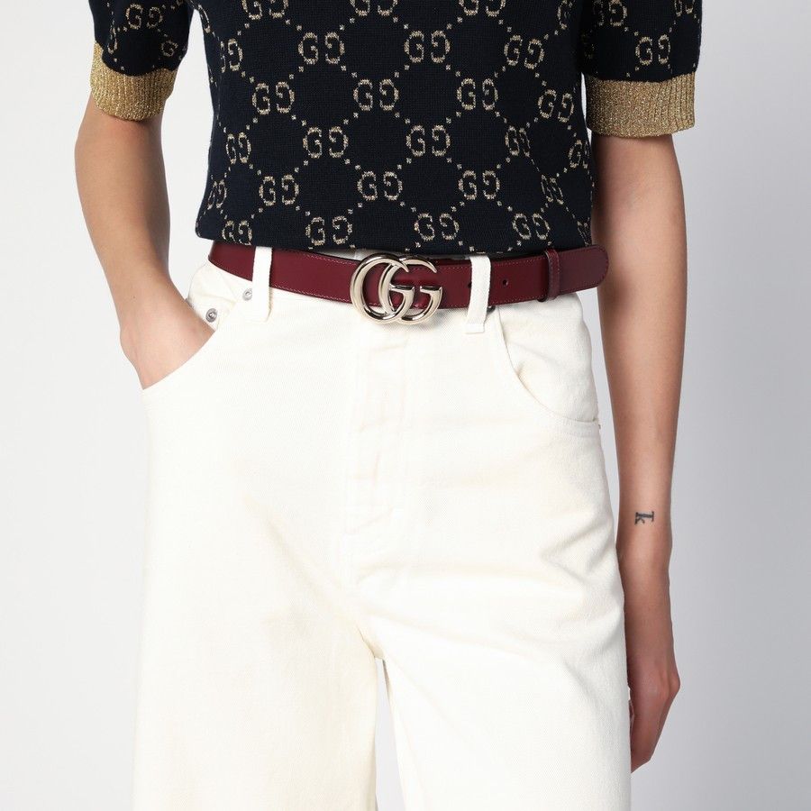 Gucci o1d2blof0824 Size: 80 / GG Marmont Leather Belt in Burgundy Size ONE SIZE - 2 Thumbnail