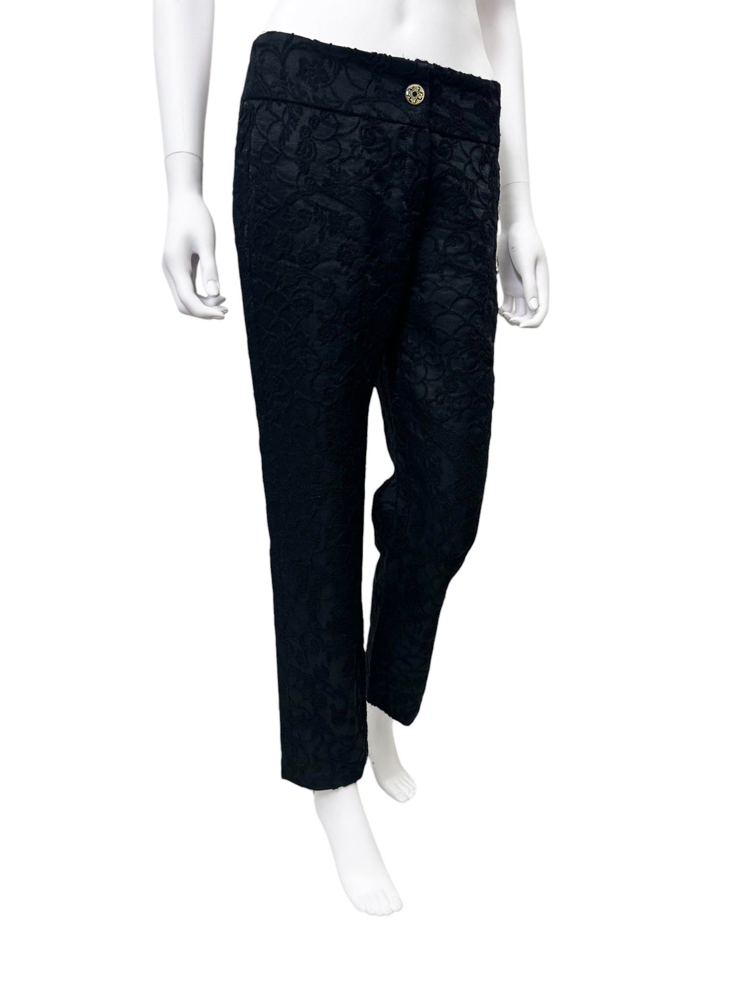 Roberto Cavalli Black Floral Knitted Mohair Pants Size 30" / US 8 / IT 44 - 4 Thumbnail