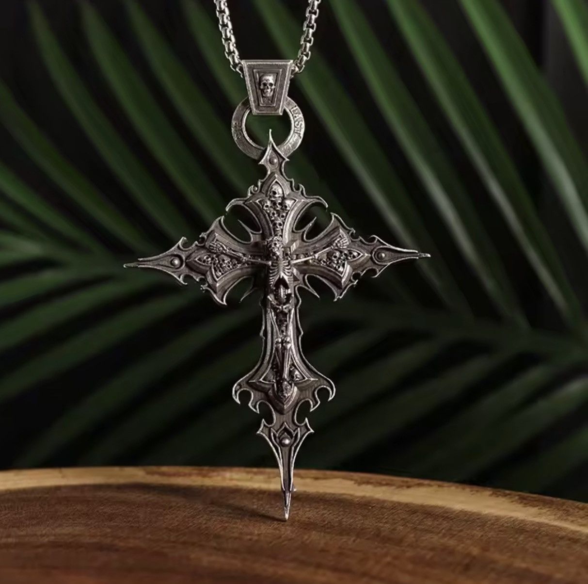 Jewelry Gothic Skeleton Cross Necklace Size ONE SIZE - 1 Thumbnail