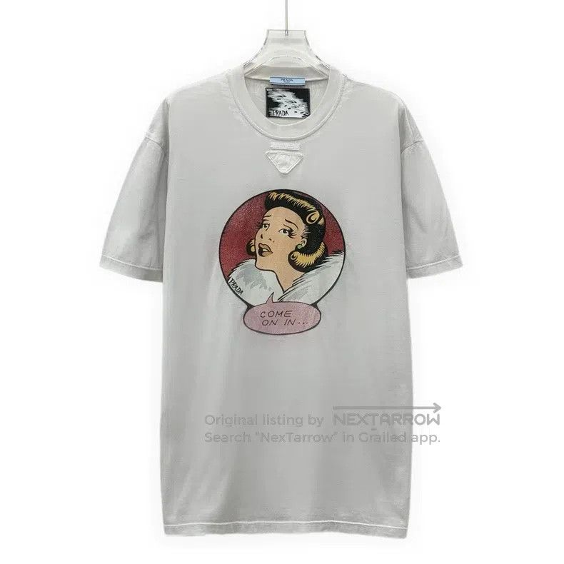 Prada Prada Gray Snow White Printed Cotton Round-neck Short-slee Size US M / EU 48-50 / 2 - 1 Thumbnail