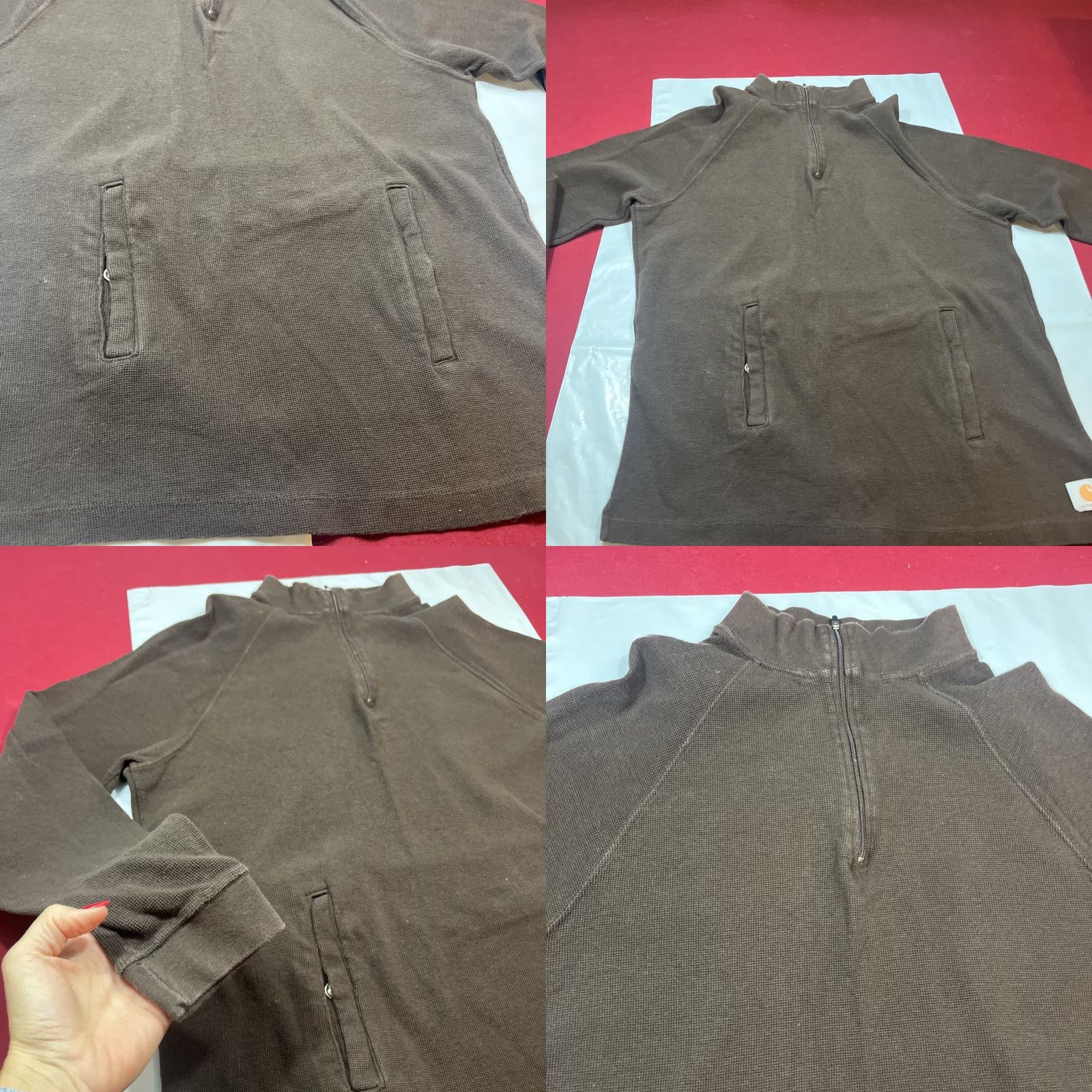 Carhartt VINTAGE Carhartt Brown 1/4 Zip Thermal Shirt Pullover Long-sleeved Snap Pockets Size LRG Size US L / EU 52-54 / 3 - 8 Thumbnail