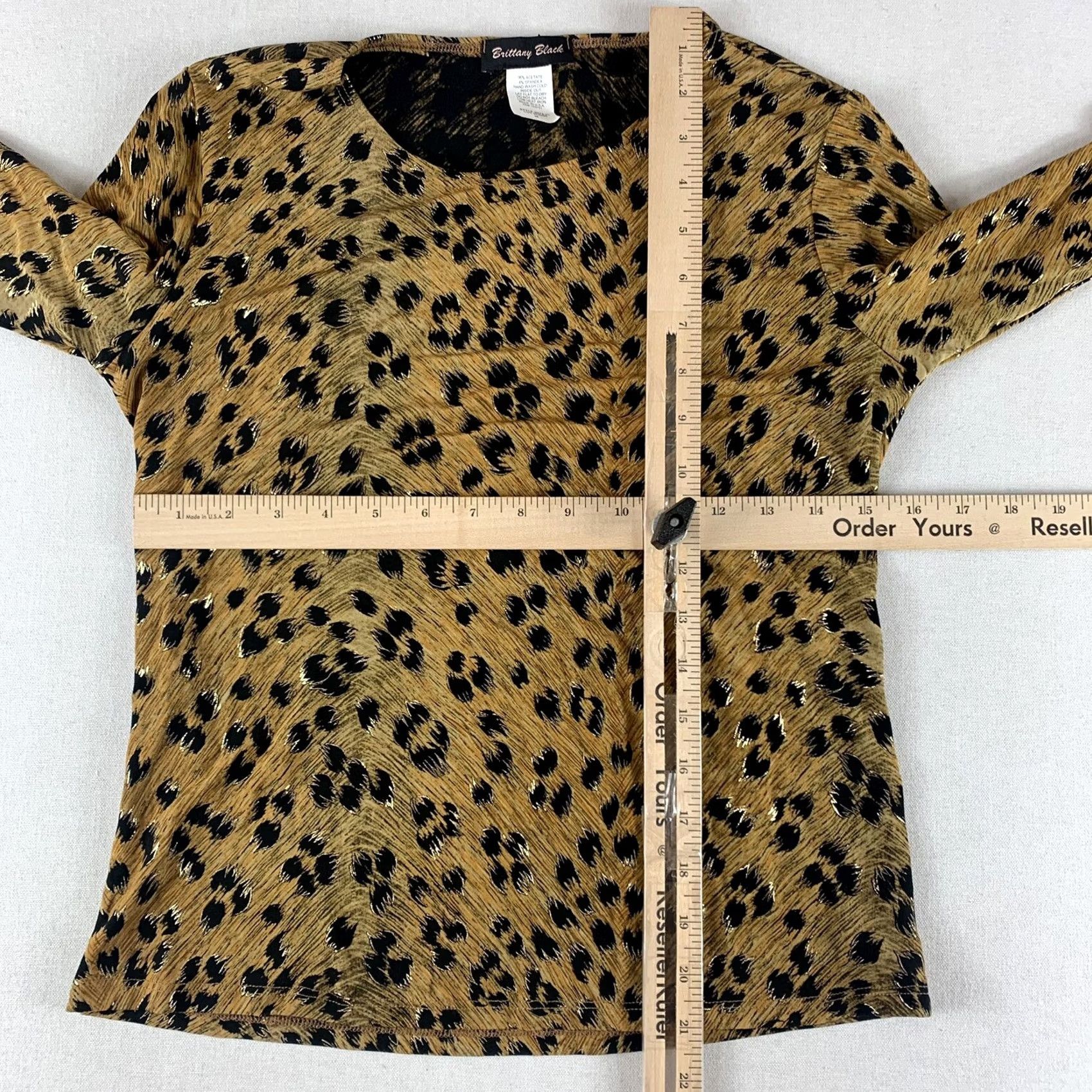 Vintage BRITTANY BLACK BLOUSE - Womens Medium, CHEETAH PRINT, USA Size M / US 6-8 / IT 42-44 - 4 Thumbnail