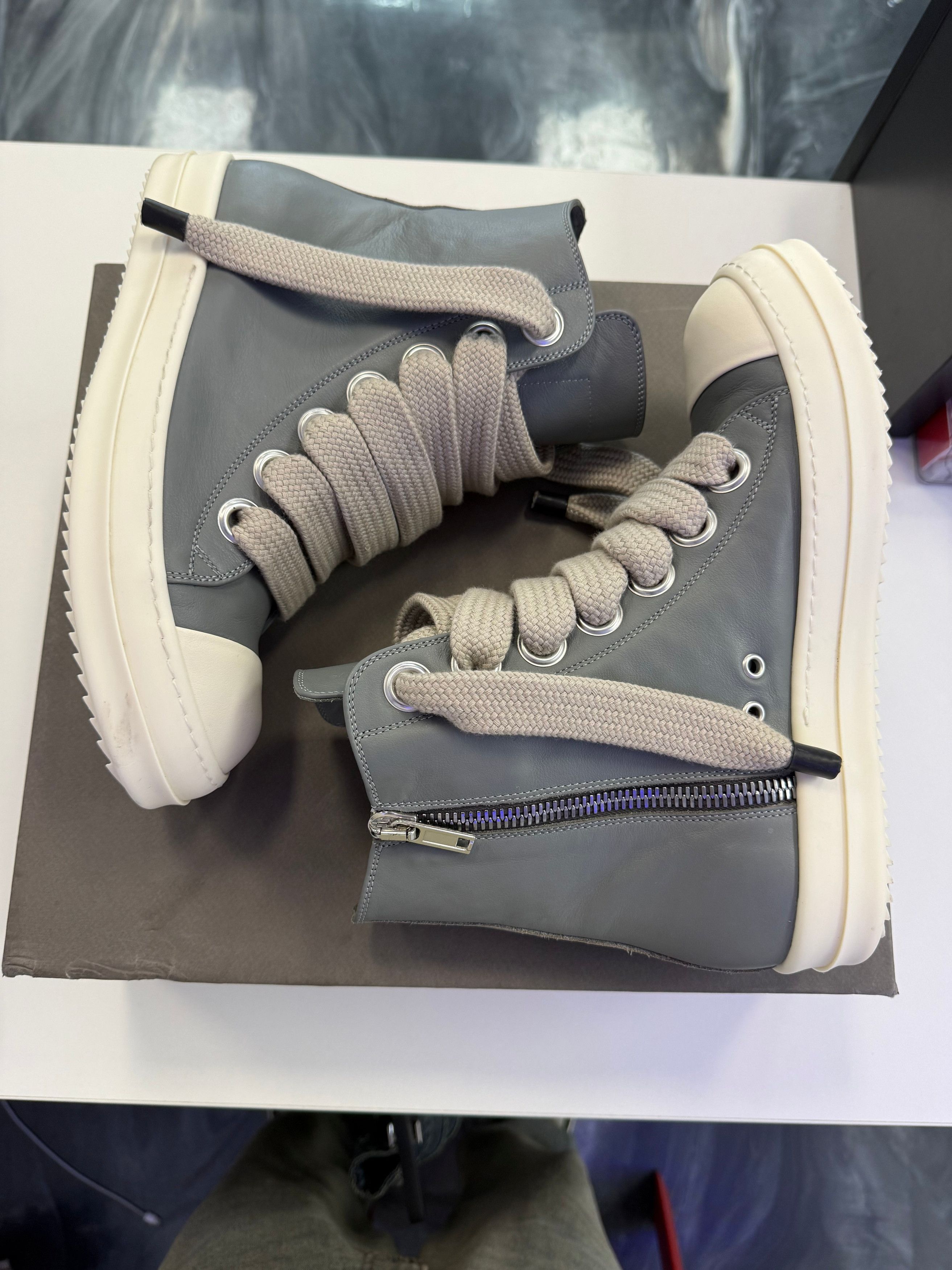 Rick Owens Gray Temple Jumbolace Sneakers Size US 9 / EU 42 - 6 Thumbnail