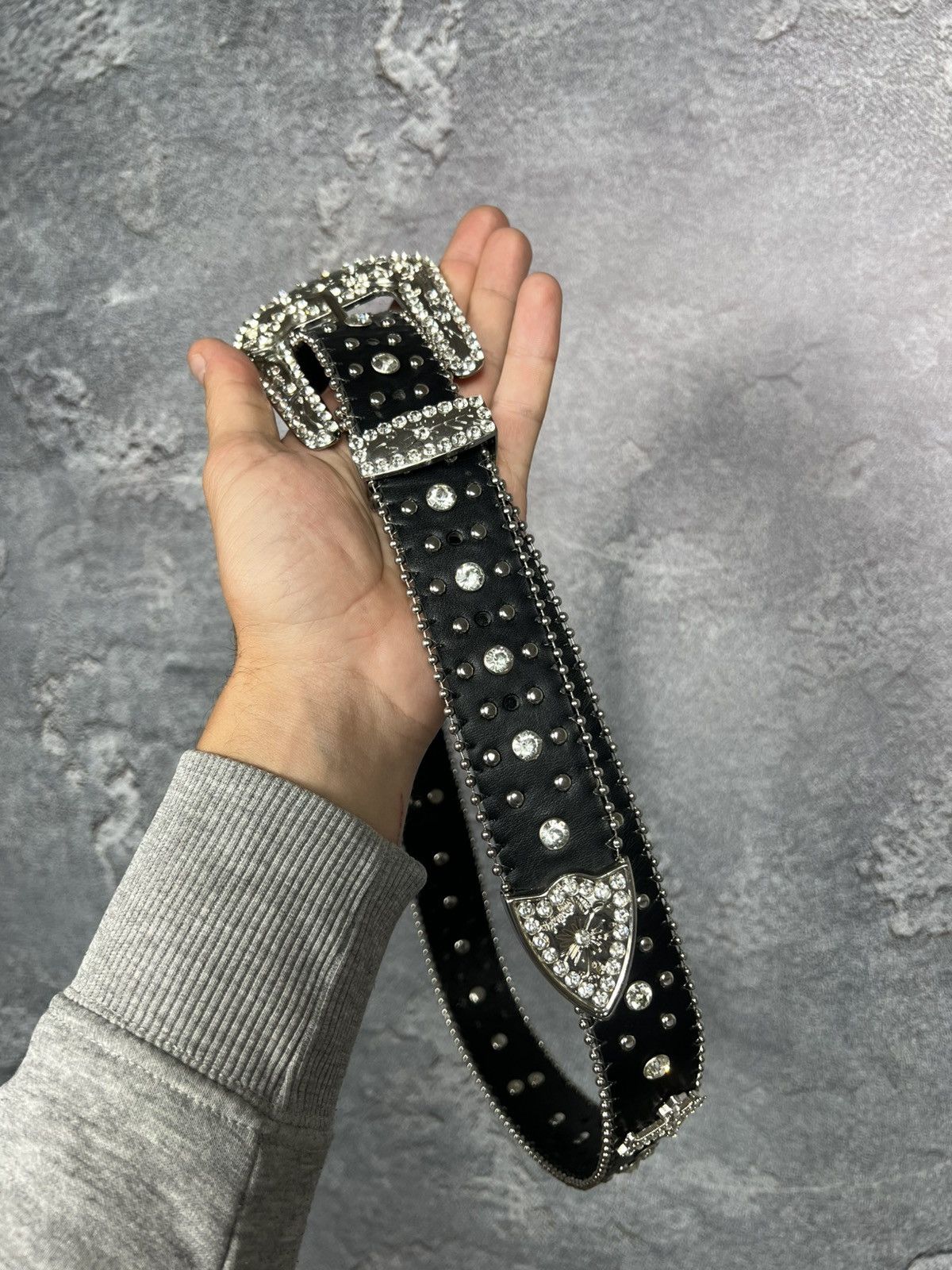 Vintage B.B Simon Style Vintage Western Leather Belt With Cross Size ONE SIZE - 4 Thumbnail