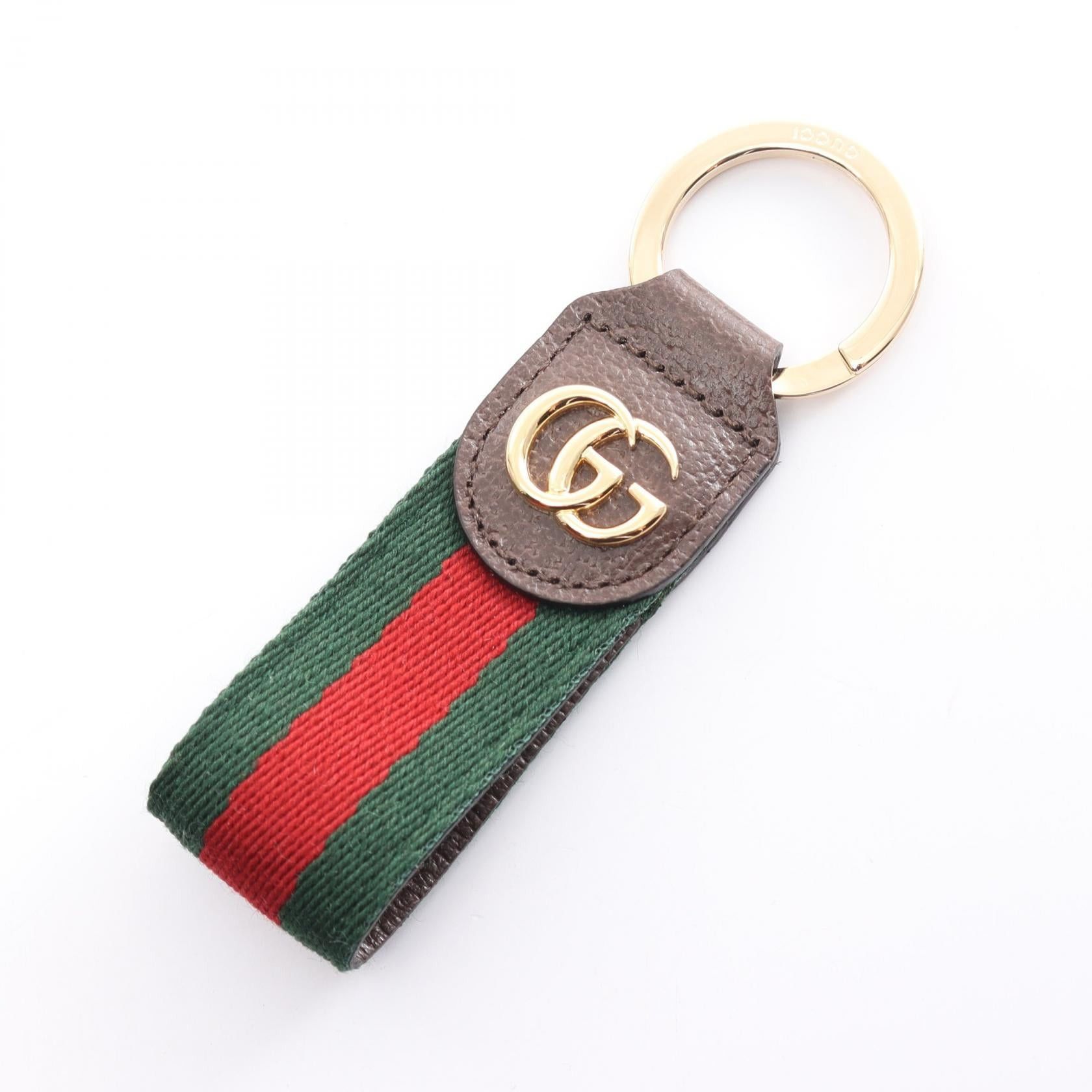 Gucci Gucci Ophidia Sherry Line Key Ring Leather Canvas Brown Multicolor Size ONE SIZE - 1 Thumbnail