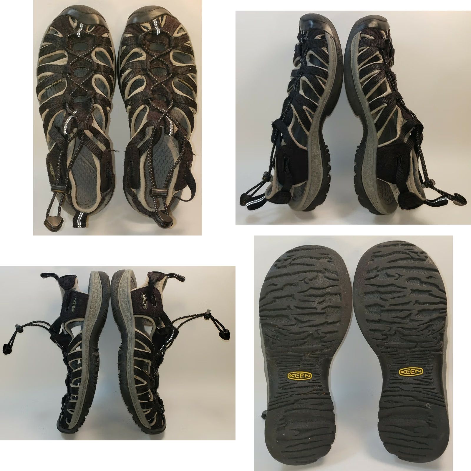 KEEN Keen Whisper Sandals Women's 7.5M 38EU Black Outdoor Sport Sandals Cushioned Arch Support Elastic Laces Toggle Takeup Size US 8 / IT 38 - 8 Thumbnail