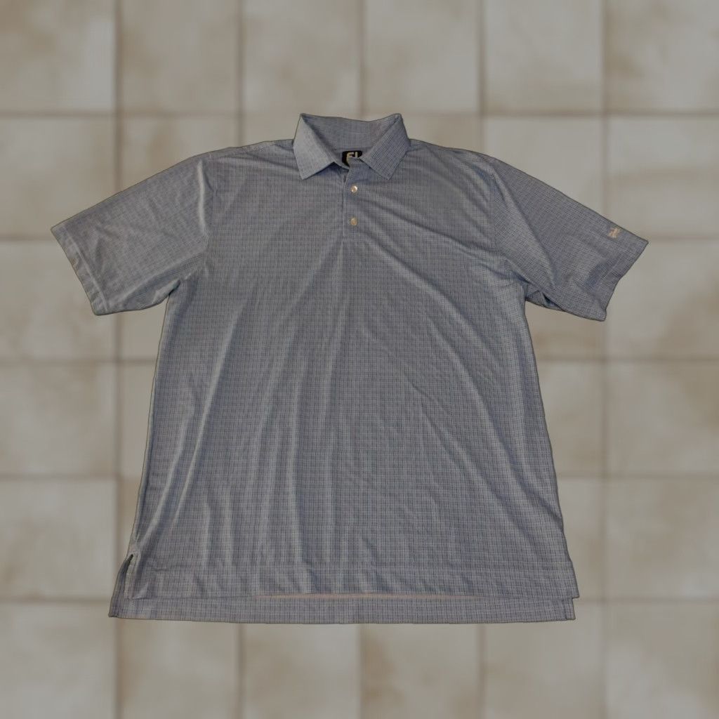 Footjoy FootJoy Polo Shirt Mens XL Blue Grid Check Golf Performance Lightweight Short Sleeve Breathable Moisture Wicking Collar FJ Logo Size US XL / EU 56 / 4 - 1 Thumbnail