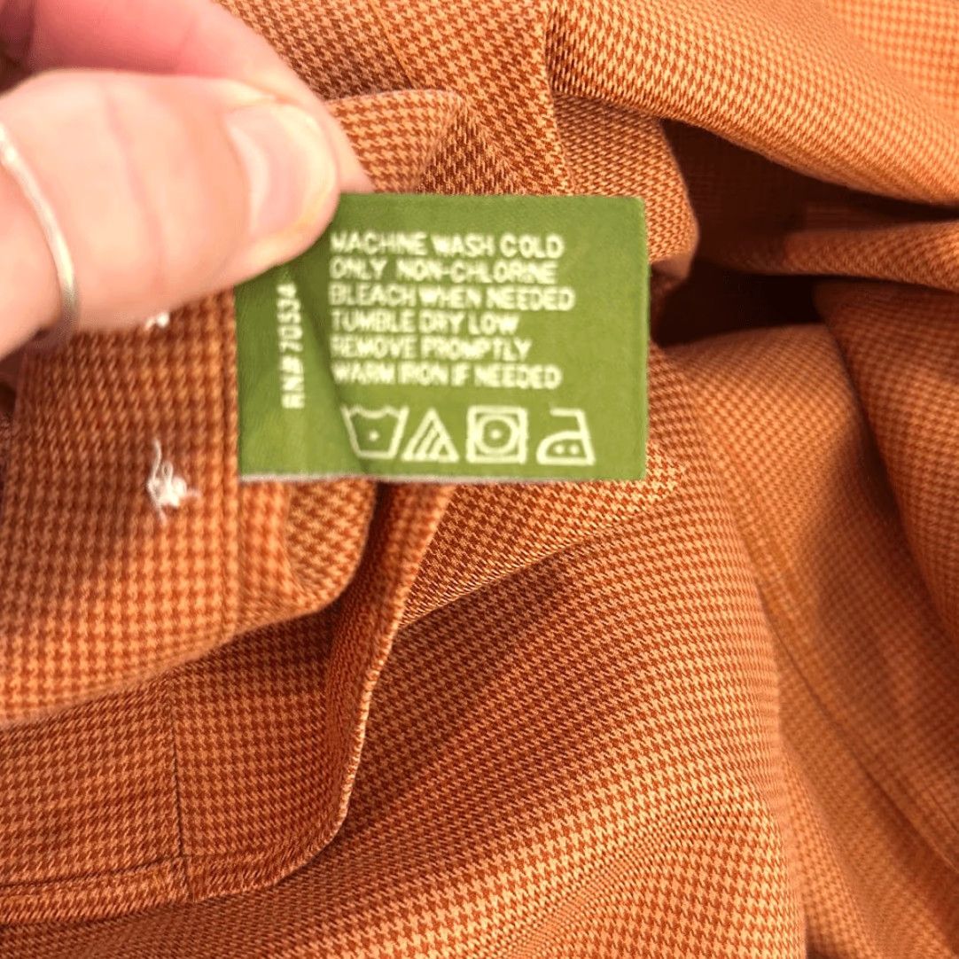 Orvis VINTAGE Orvis Men’s Orange Houndstooth Long Sleeve Shirt L Cotton 100% Button-Up Mens Regular Large Orange Size US L / EU 52-54 / 3 - 7 Thumbnail
