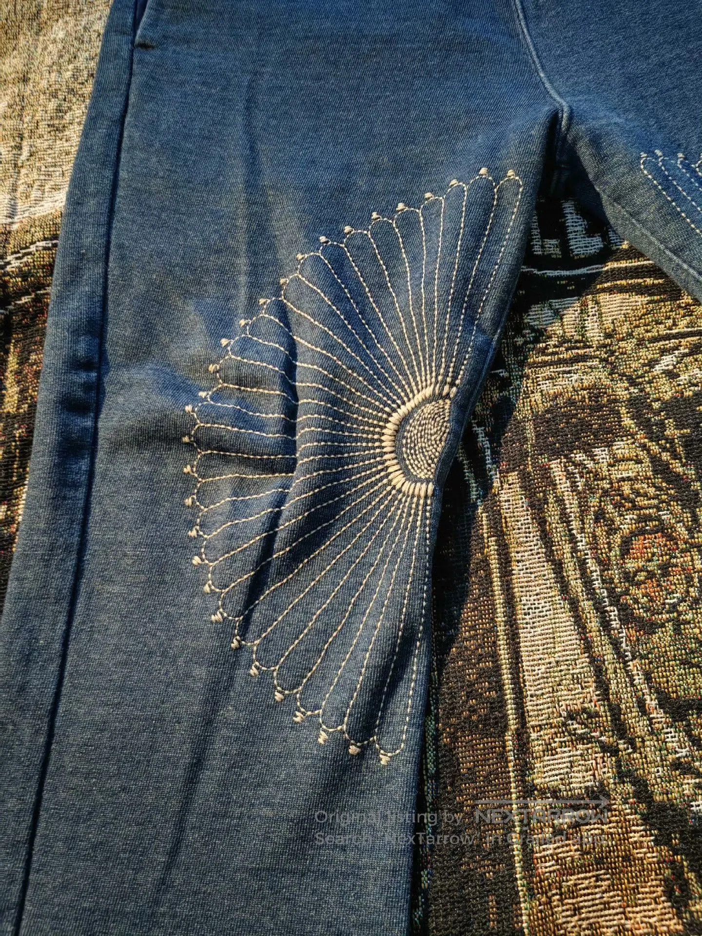 Kapital Kapital Vintage Indigo Chrysanthemum Jeans. Size US 26 / EU 42 - 6 Thumbnail
