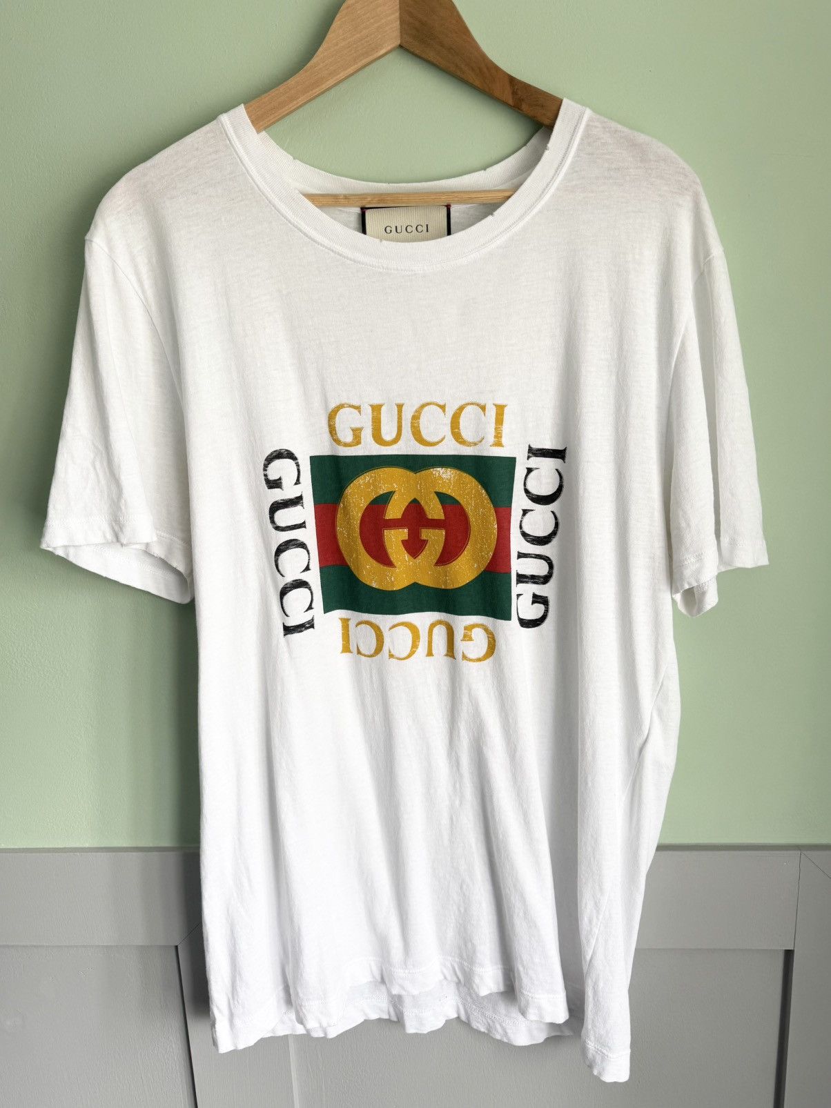 Gucci Gucci White Logo Tee Size L Size US L / EU 52-54 / 3 - 1 Thumbnail