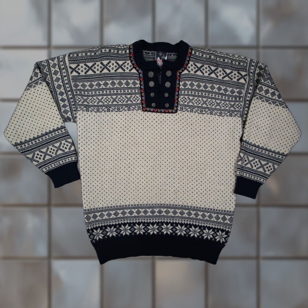 Dale Of Norway Dale Of Norway Sweater Mens Large White Wool Mock Neck Fair Isle Ski Pullover Size US L / EU 52-54 / 3 - 1 Thumbnail