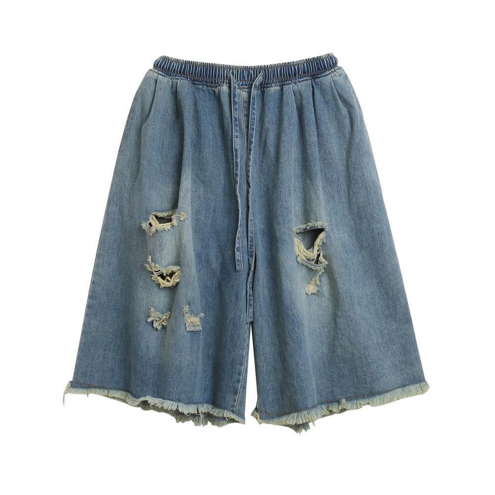 Vintage Punk street raw edge washed distressed ripped denim shorts Size US 32 / EU 48 - 1 Thumbnail