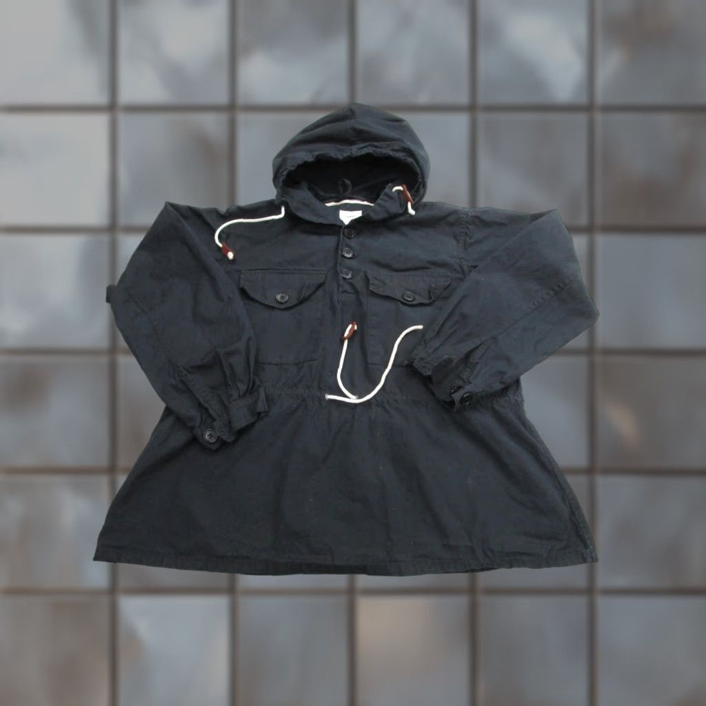 Apolis Apolis Global Citizen Women's Jacket L Black Hooded Anorak Pullover with Drawstring Pockets Lightweight Size L / US 10 / IT 46 - 1 Thumbnail