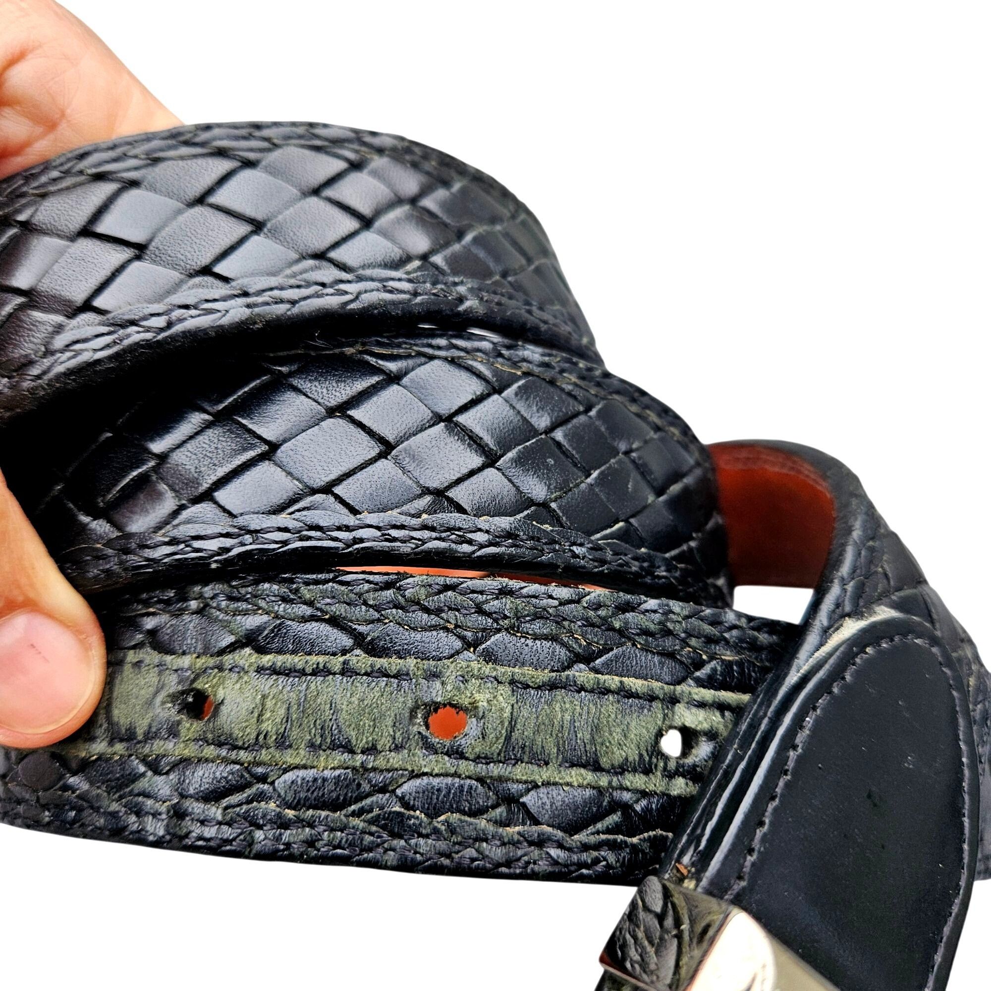 Bragano Bragano Black Woven Leather Belt Mens Made in Canada XL 41–4 Size 42 - 4 Thumbnail