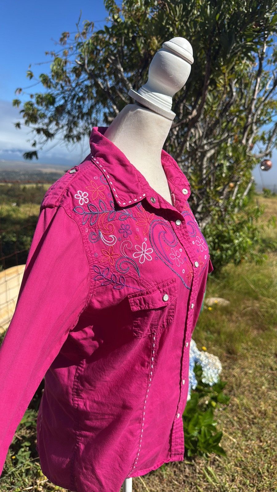 Panhandle Slim Panhandle Slim Pink Embroidered Western pearl snap top Size L / US 10 / IT 46 - 3 Thumbnail