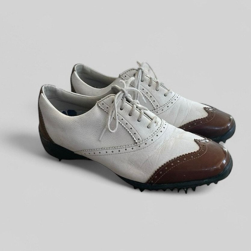 Footjoy Footjoy White and Brown LoPro Collection Leather Golf Shoes Size US 6.5 / IT 36.5 - 1 Thumbnail