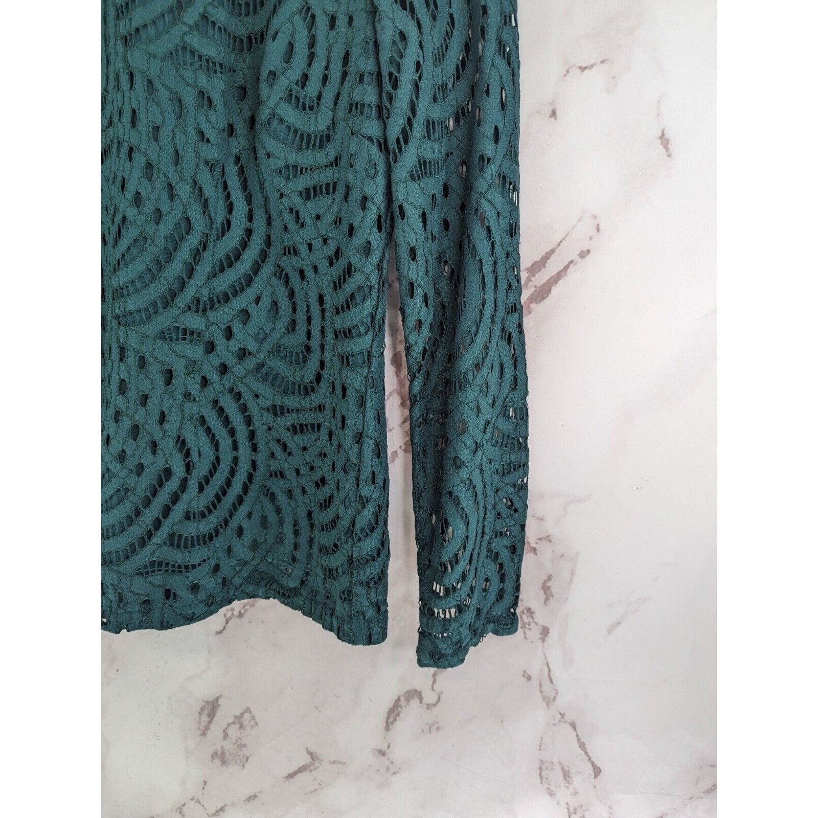 Boden Boden Shirt Women 6 Small Green Lace Zeta Ponte Blouse Size S / US 4 / IT 40 - 4 Thumbnail