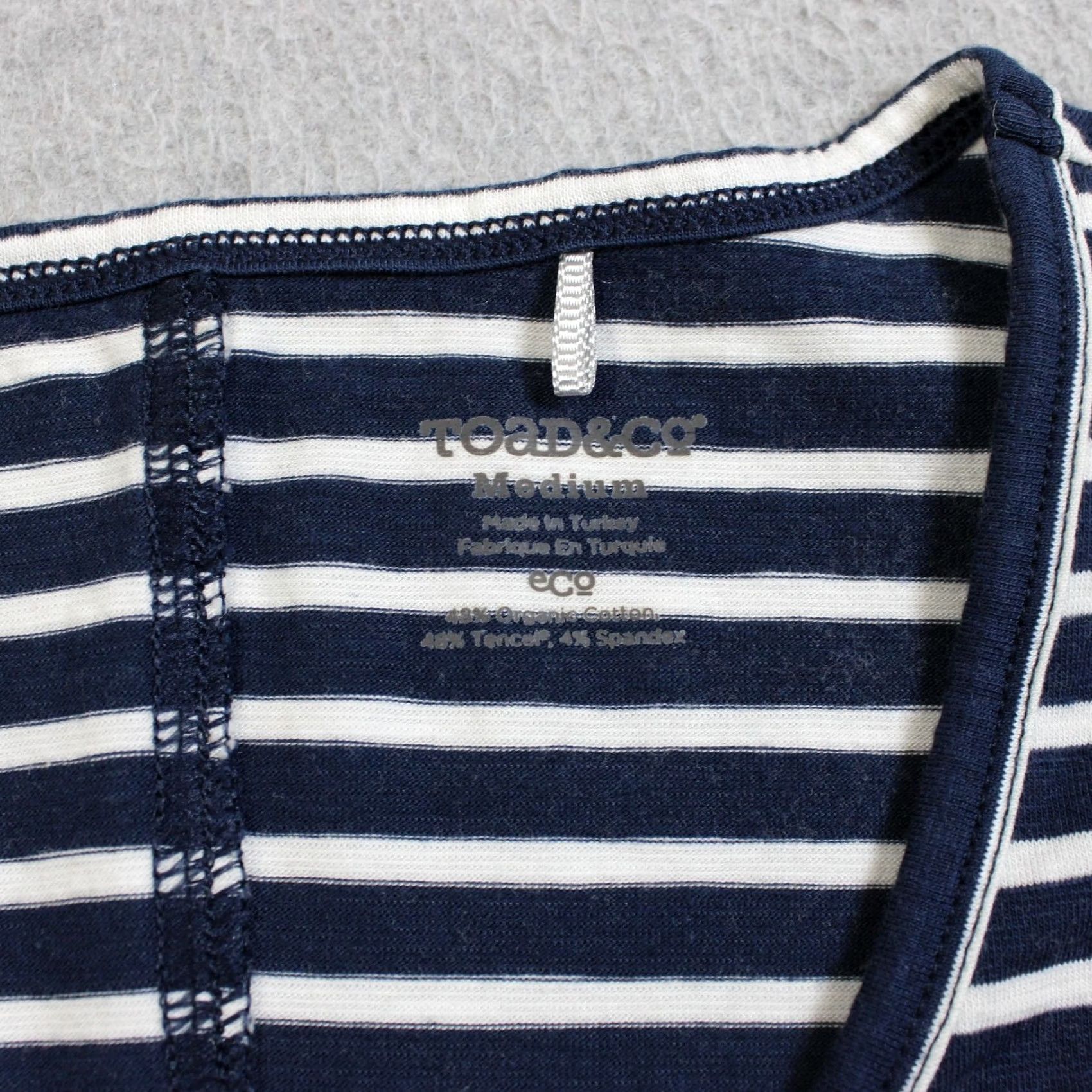 Toad&Co Toad&Co Dress Women M Blue Stripe V Neck Jersey Organic Cotton T-Shirt Dress Casual Size M / US 6-8 / IT 42-44 - 3 Thumbnail