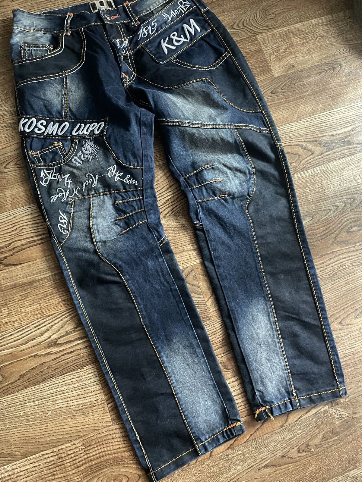 Vintage Archive Kosmo Lupo Jeans distressed y2k Denim pants Size US 37 - 4 Thumbnail