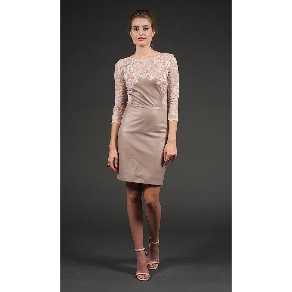 Other Olvi's Leather and Lace Pencil Sheath Dress Dark Green Sz 1 Size XS / US 0-2 / IT 36-38 - 5 Thumbnail