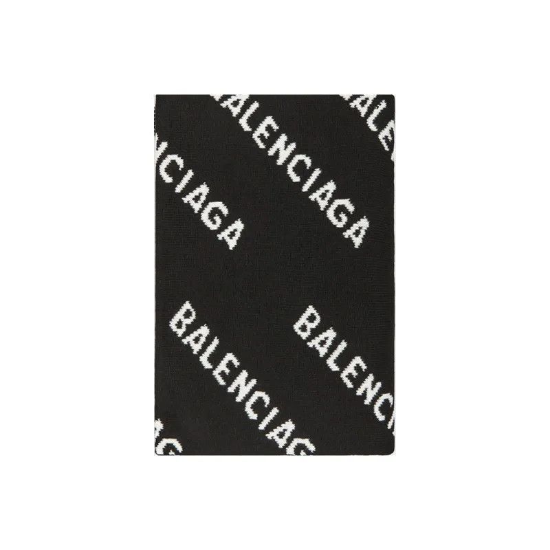 Balenciaga o1w1db10425 Size: OS / Allover Logo Scarf in Black/White Size ONE SIZE - 1 Preview