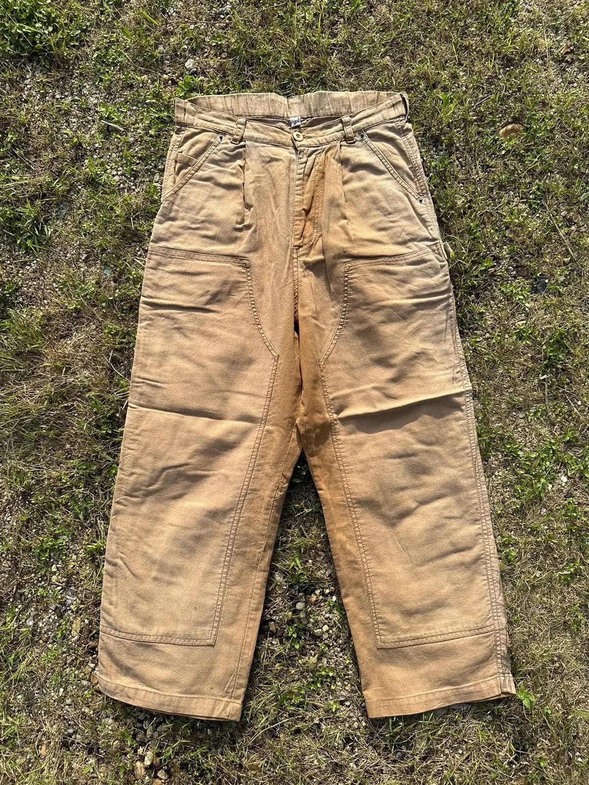 StraightFaded Vintage Double Knee YUL Japan Workwear Baggy Faded Pants Size US 29 - 1 Thumbnail