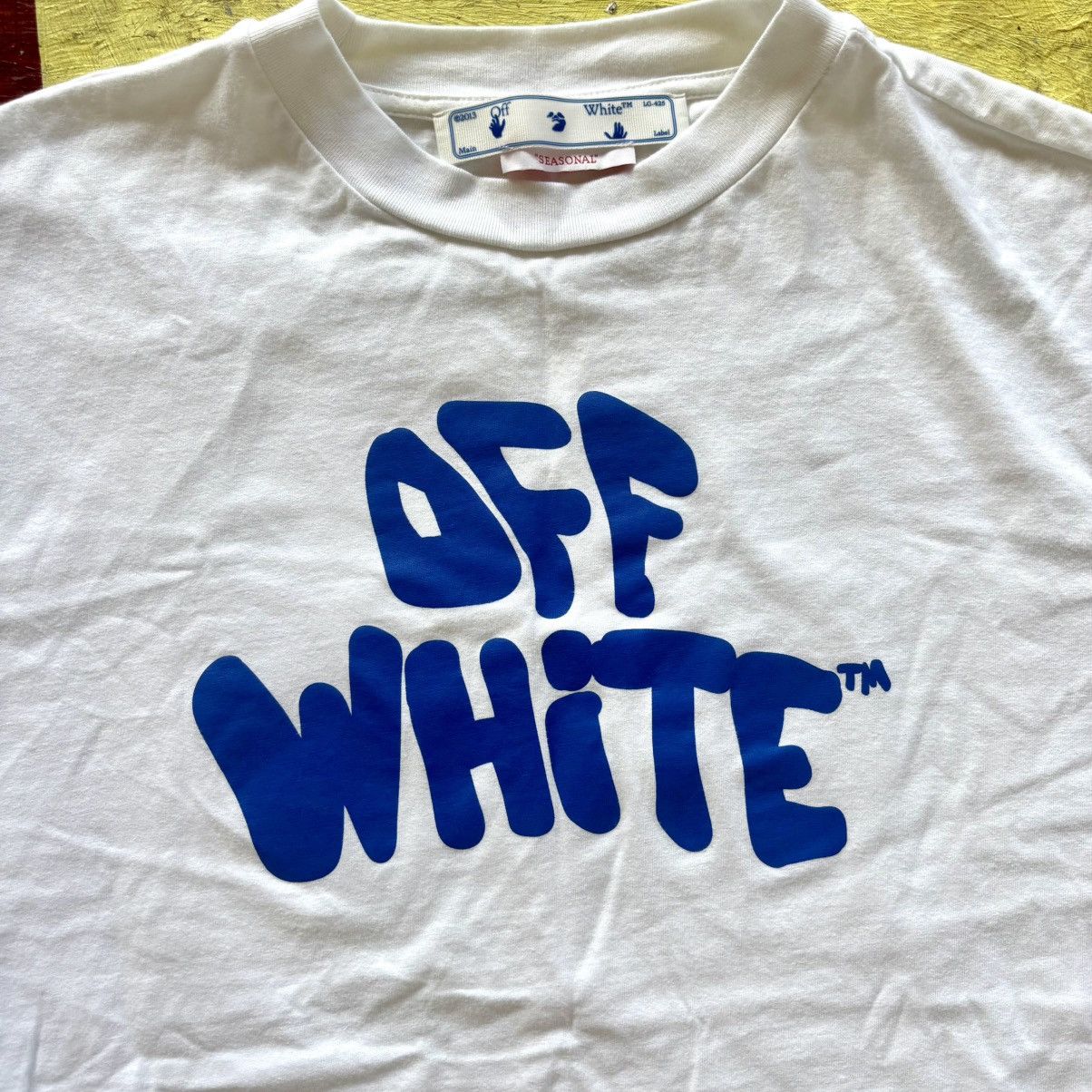Off-White OFF-WHITE 70s Type Logo cotton t-shirt Size US M / EU 48-50 / 2 - 2 Thumbnail
