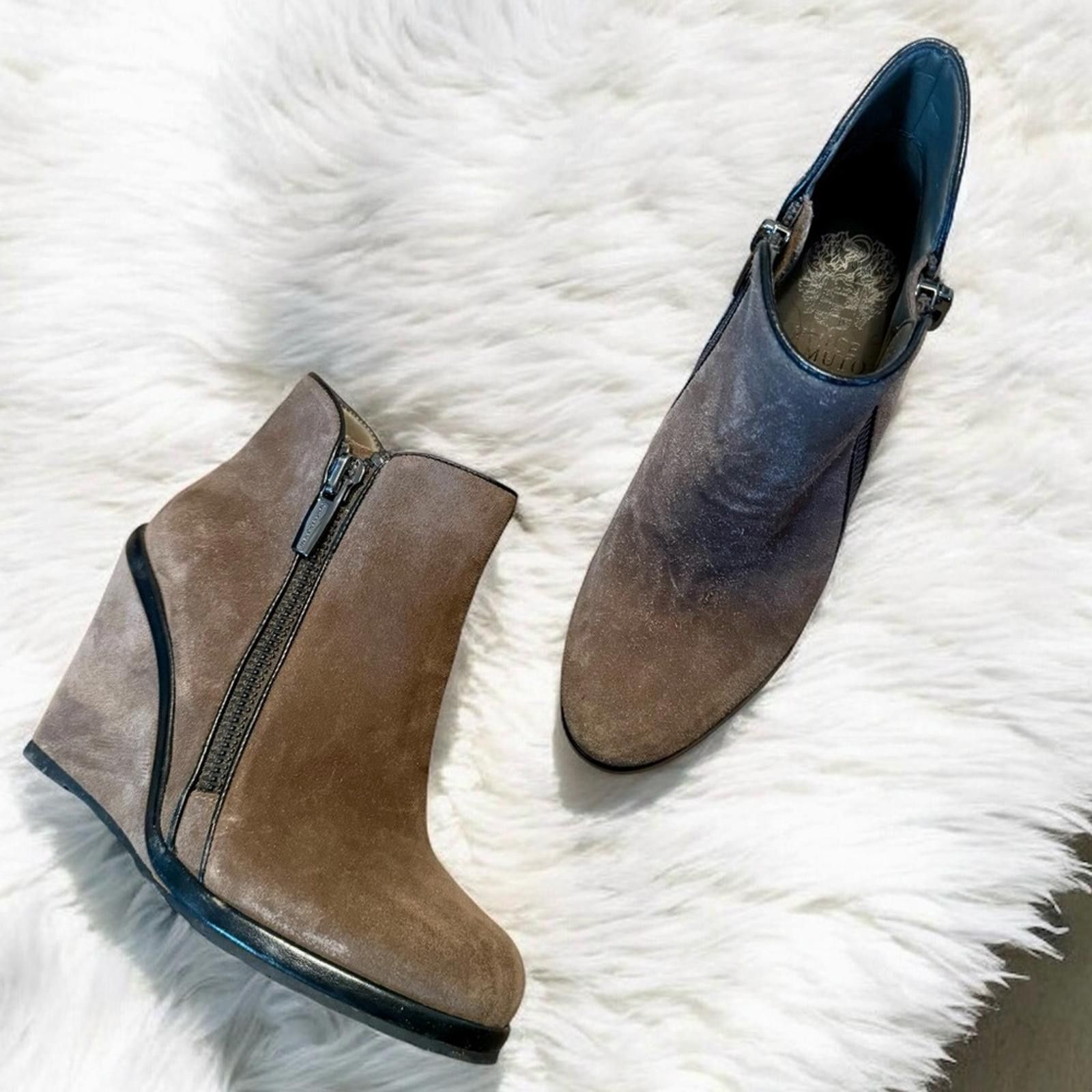 Vince Camuto Vince Camuto Brown Wedge Ankle Boots Size US 6.5 / IT 36.5 - 1 Thumbnail