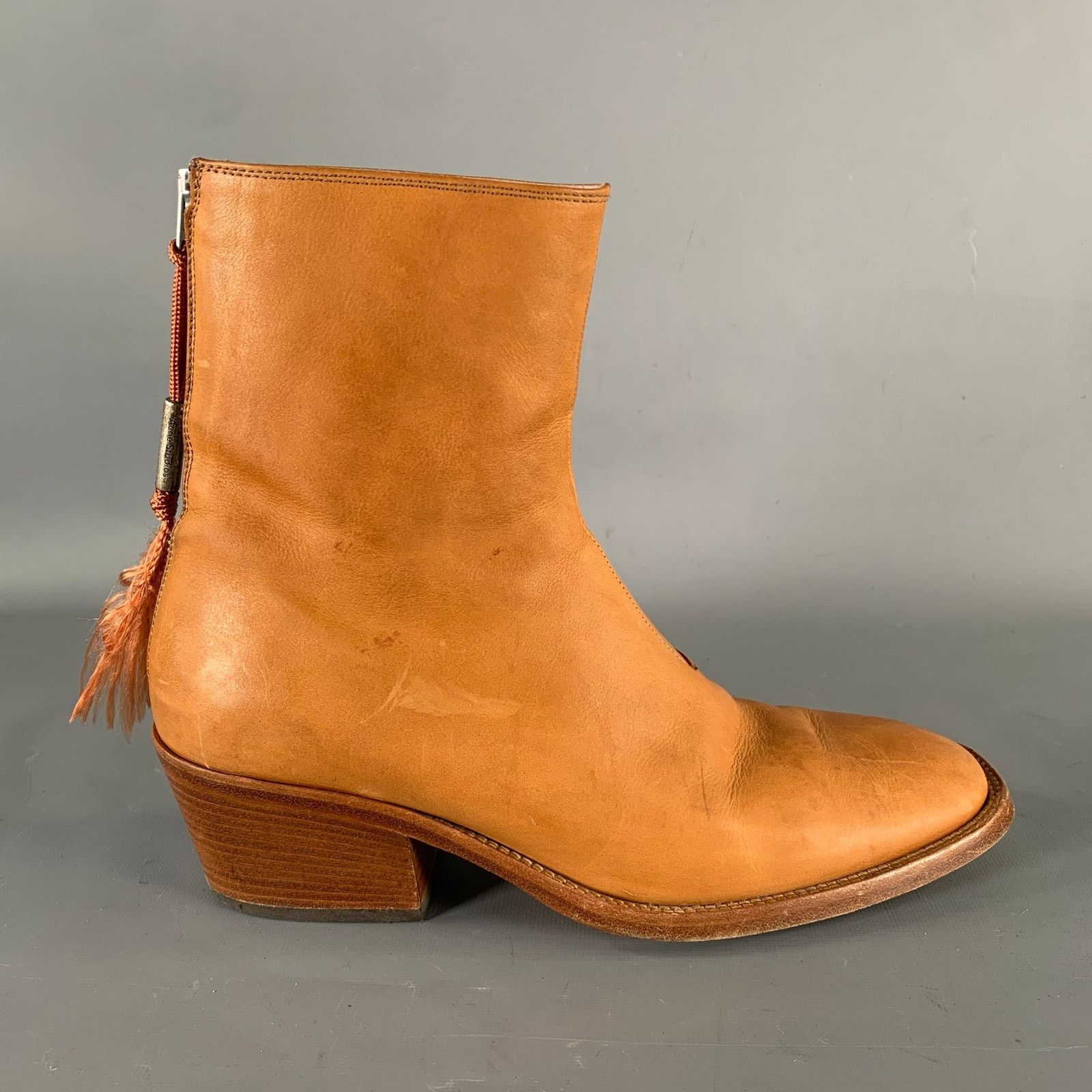 Acne Studios ACNE Size 8 Brown Crackled Leather Ankle Boots Size US 8 / EU 41 - 2 Thumbnail
