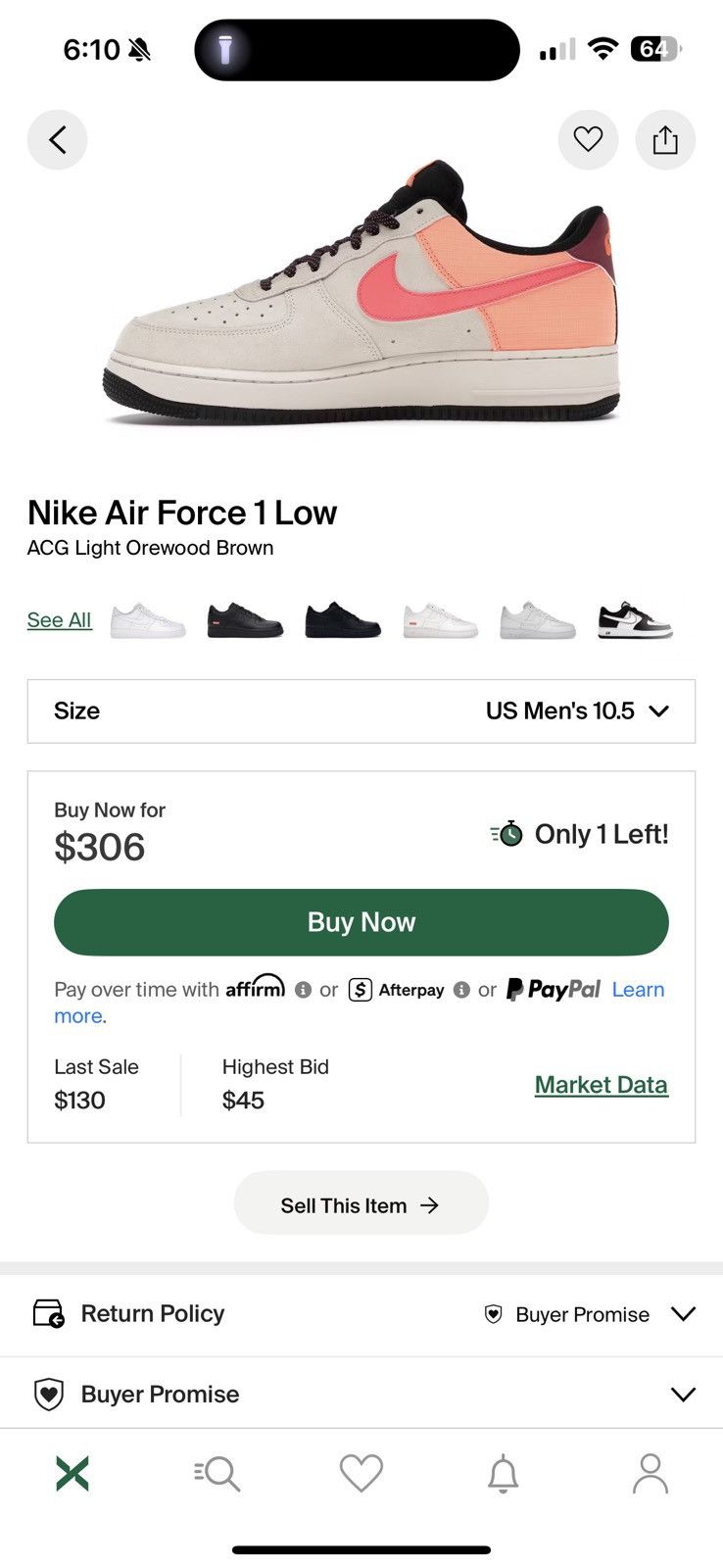 Nike Nike Air Force 1 Low ACG Light Orewood Brown Size US 10.5 / EU 43-44 - 6 Thumbnail