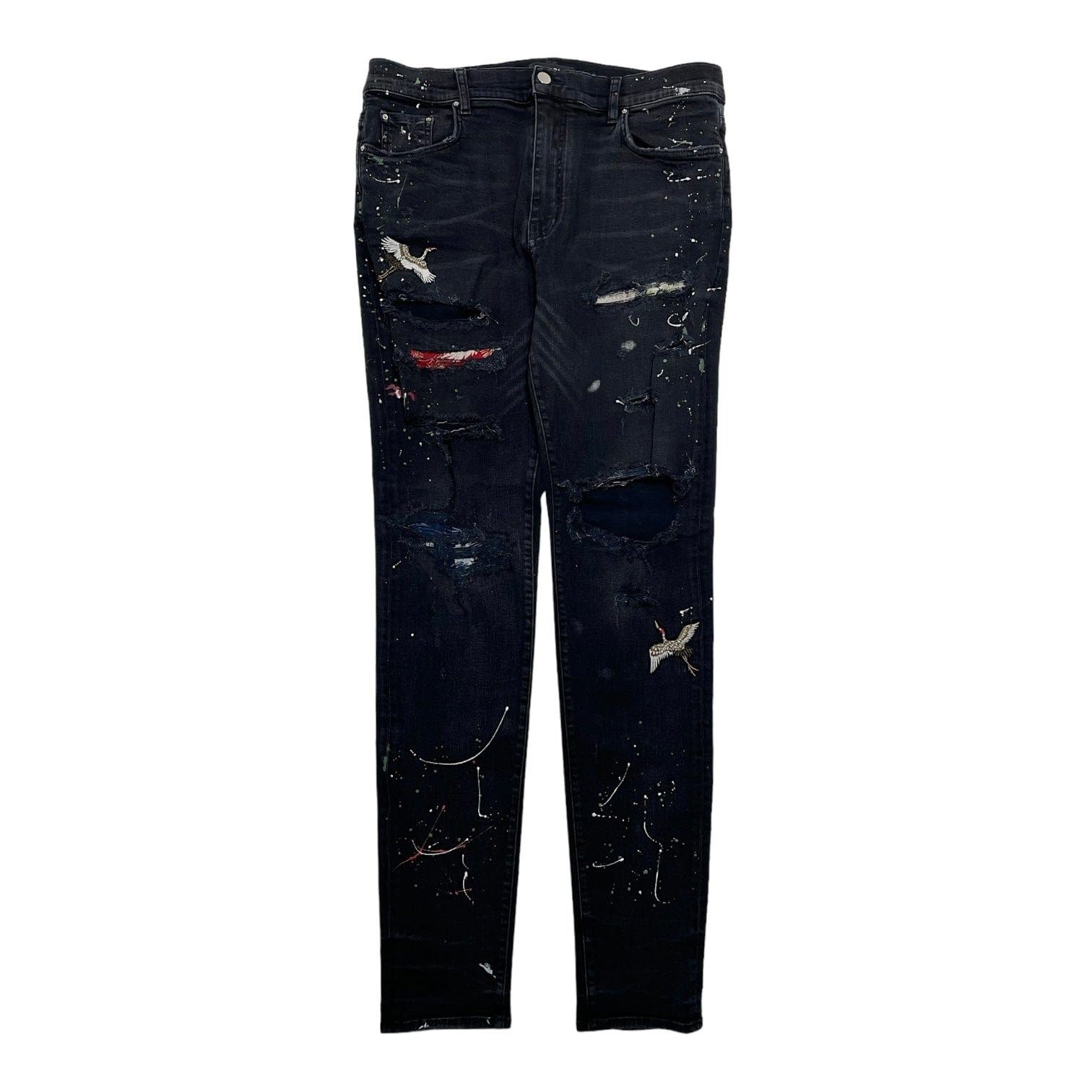 Amiri Amiri Art Patch Crane Patch Jeans Aged Black | Grailed