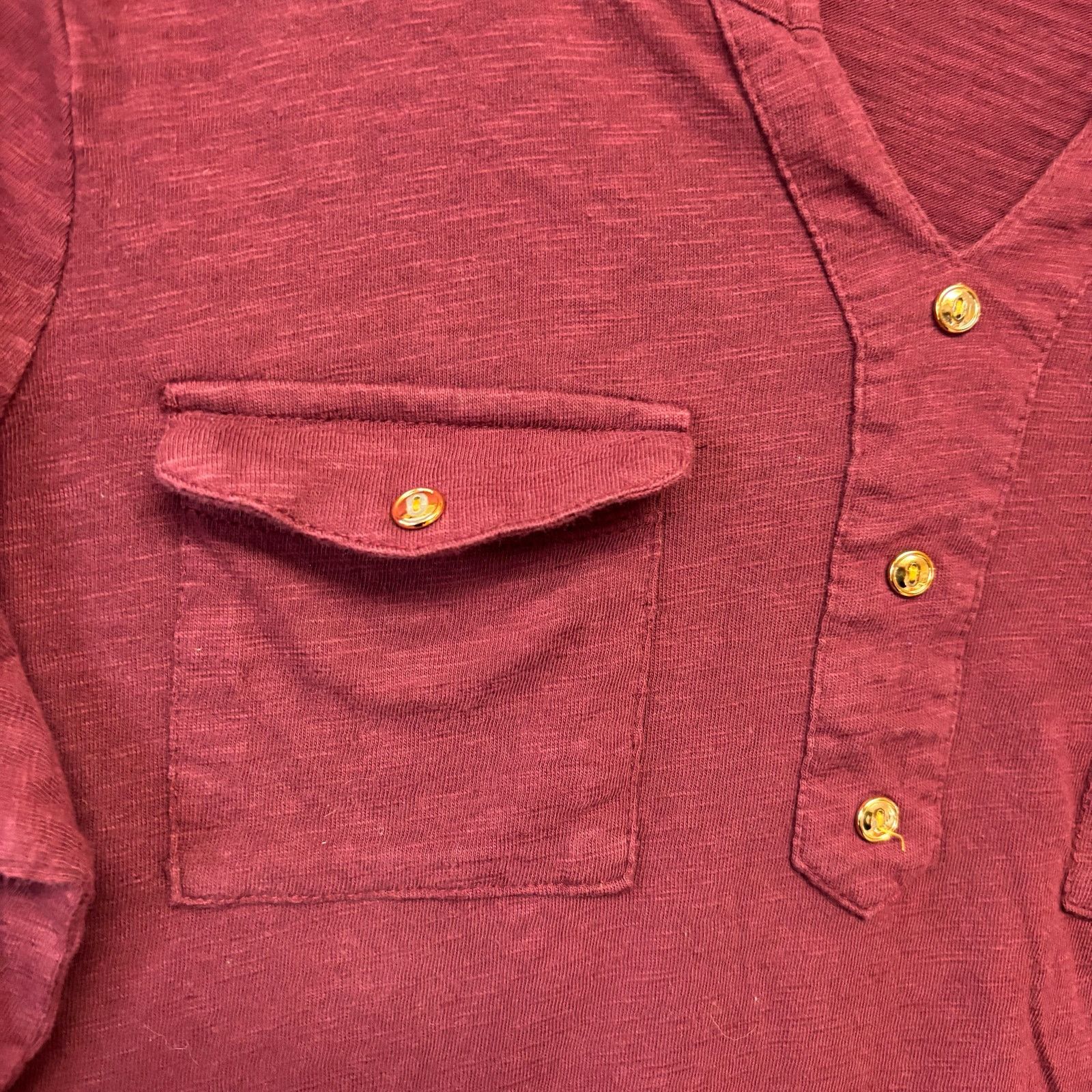 Other Carolyn Taylor Burgundy Henley Top Roll Tab Sleeves Women XL Size XL / US 12-14 / IT 48-50 - 4 Thumbnail