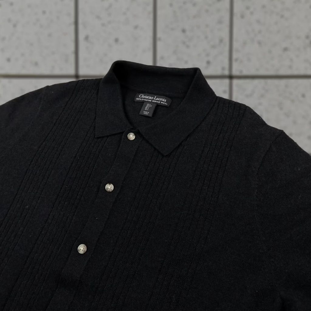 Christian Lacroix Christian Lacroix Sweater Mens L Black Wool Cardigan Knit Top Button Short Sleeve Size US L / EU 52-54 / 3 - 1 Thumbnail