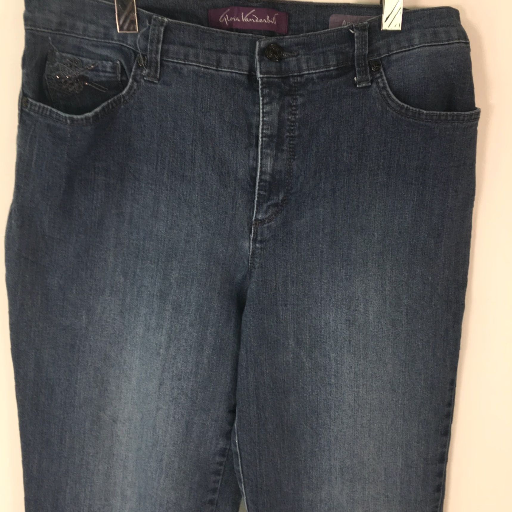 Gloria Vanderbilt Gloria Vanderbilt Womens Jeans Flat Front Straight Blue Size 12 34" Waist 30" Inseam Regular Rise High 5-Pocket Denim Dress Casual Womens Jeans Size 34" / US 12 / IT 48 - 3 Thumbnail