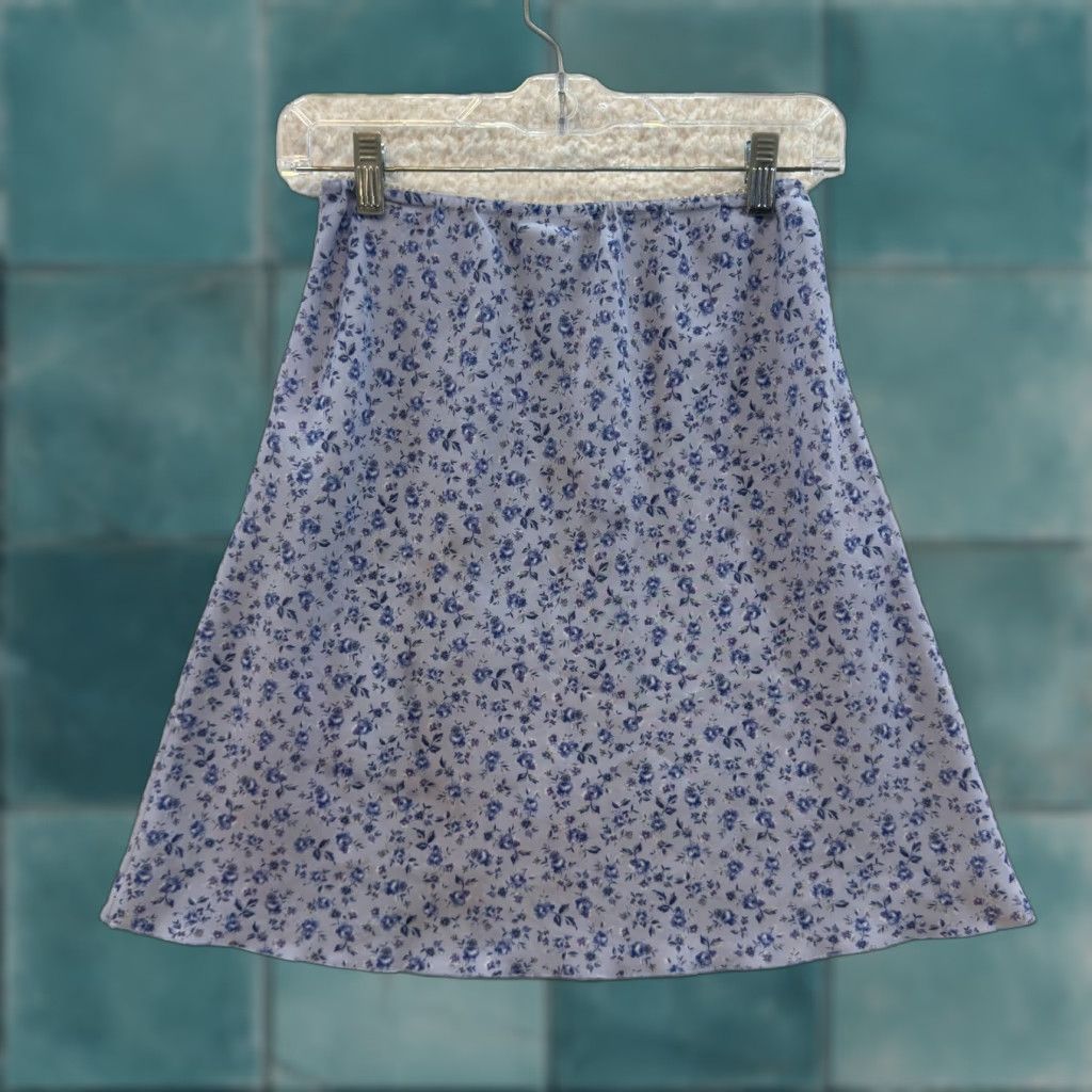Vintage VINTAGE 90s Y2K Midi Skirt XS Periwinkle Blue Ditsy Floral Coquette Fairy Women Girls XS/S Size 26" / US 2 / IT 38 - 1 Thumbnail