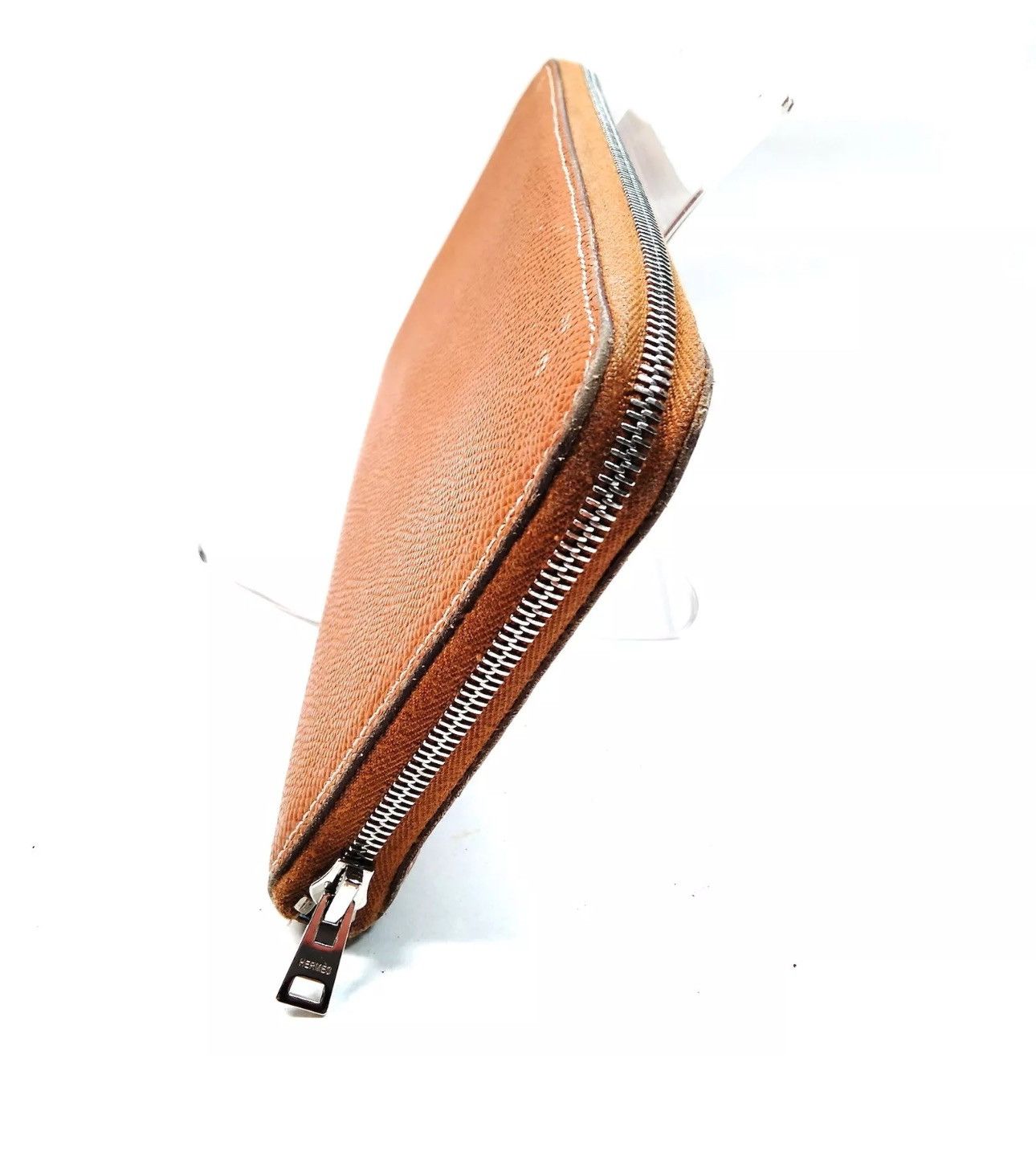 Hermes Long Wallet Lime Brown Leather