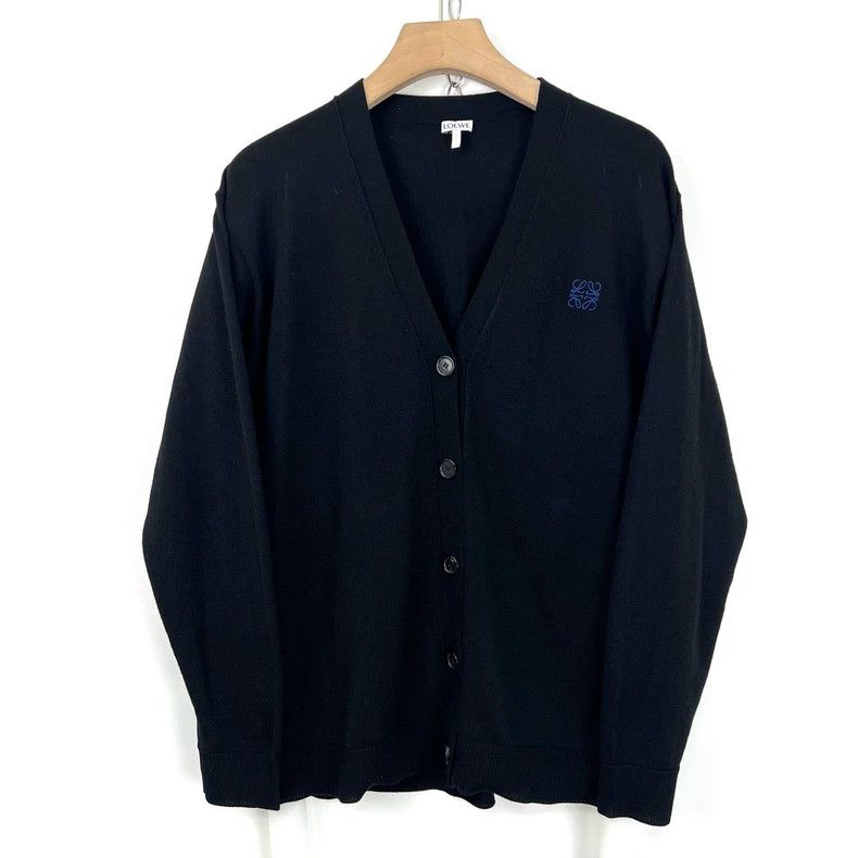 Loewe LOEWE Blue Embroidered Logo Wool Cardigan Size S / US 4 / IT 40 - 2 Thumbnail
